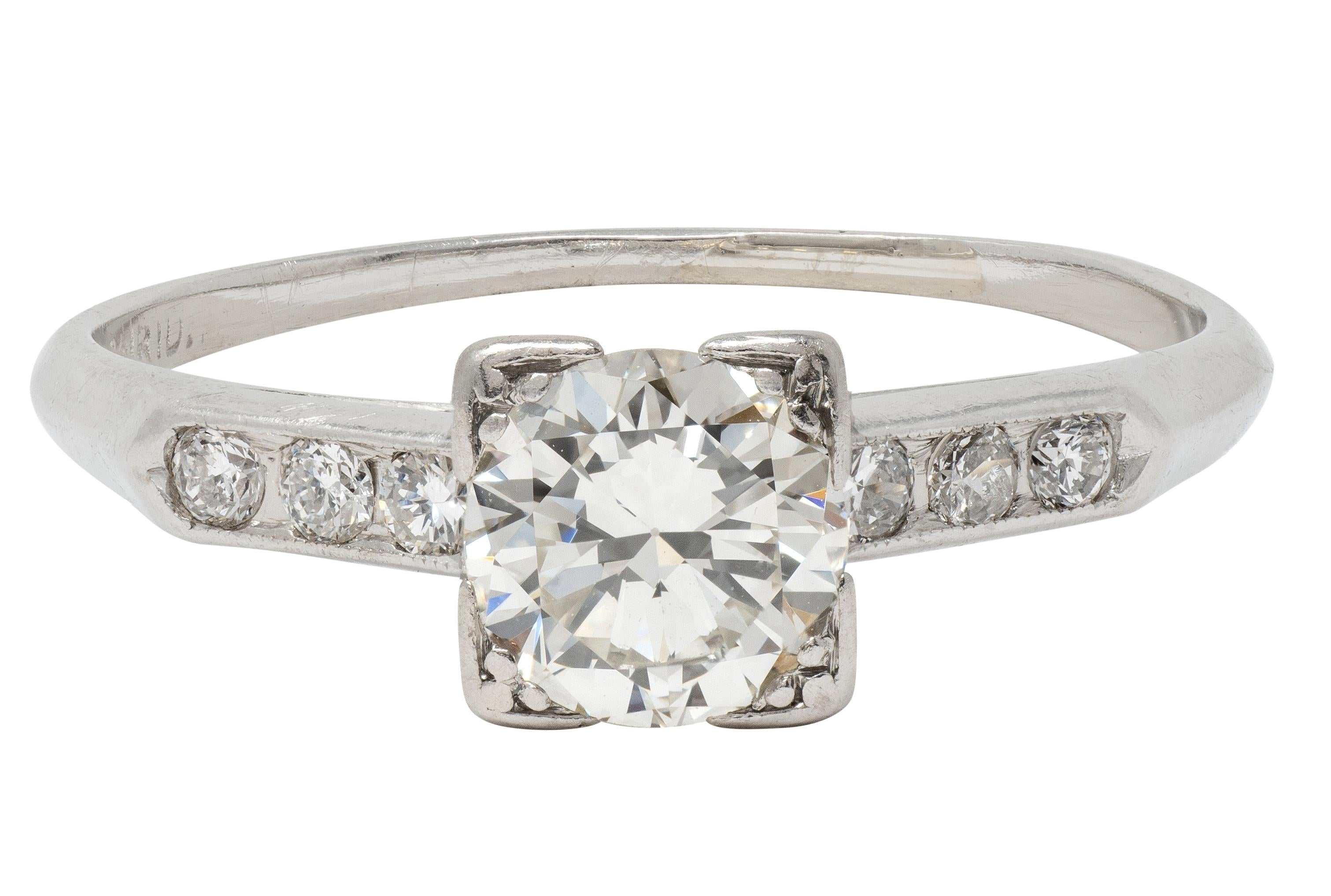 Mid-Century 0.84 CTW Transitional Diamond Platinum Vintage Engagement Ring