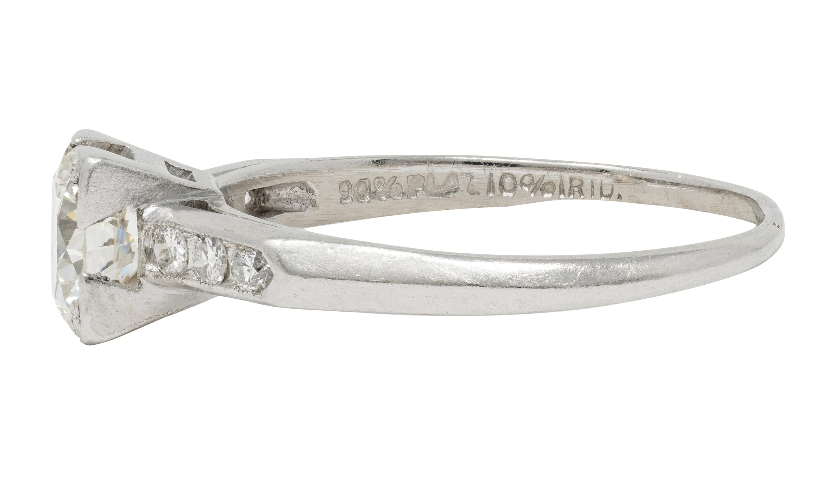 Mid-Century 0.84 CTW Transitional Diamond Platinum Vintage Engagement Ring