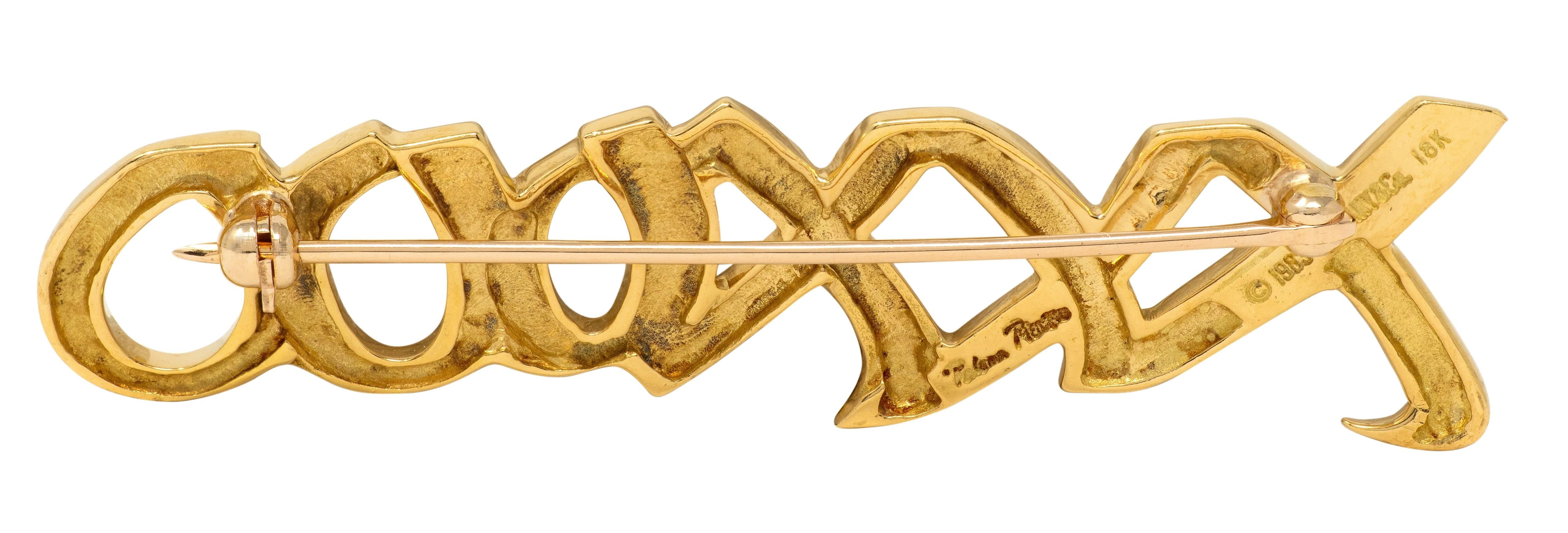 Tiffany & Co. Paloma Picasso 1983 18 Karat Yellow Gold XO Vintage Brooch