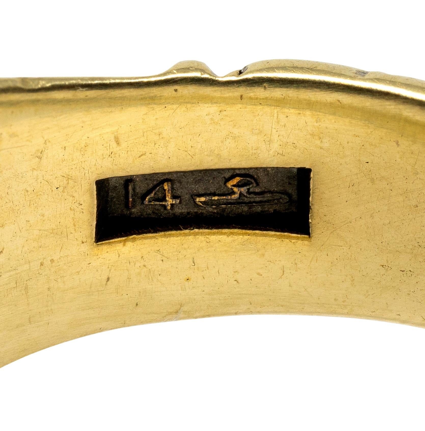 Larter & Sons Victorian Bloodstone 14K Gold Antique Gothic Signet Ring