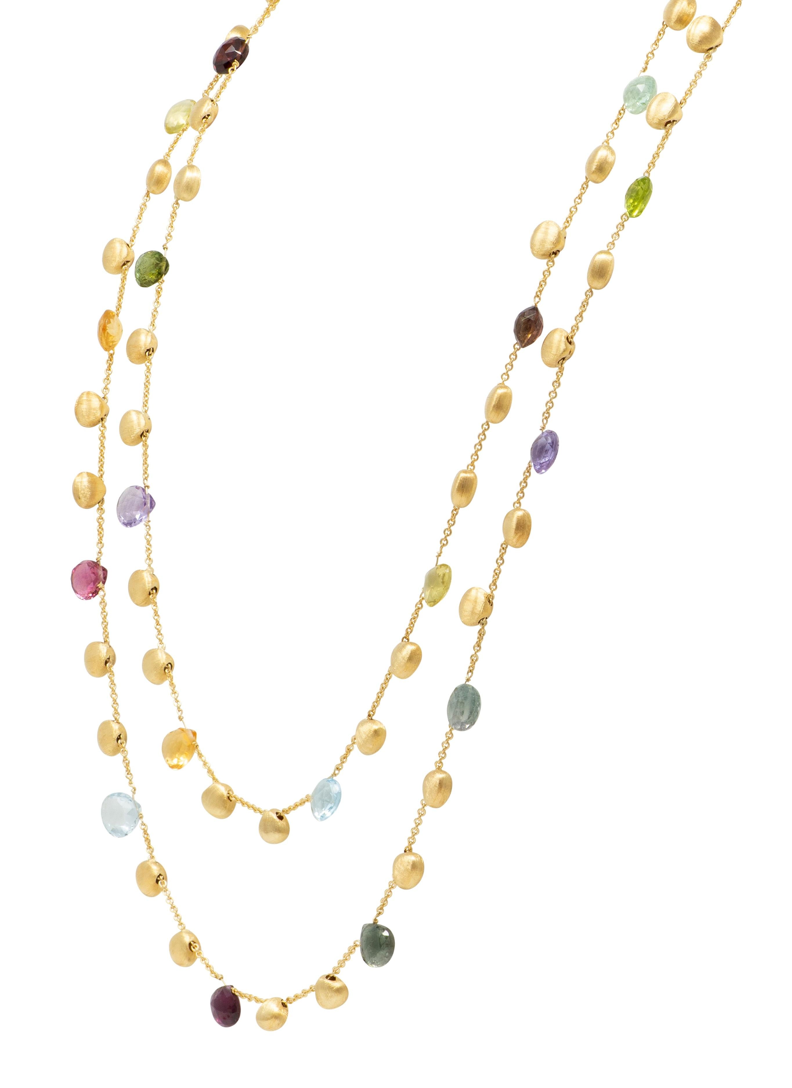 Marco Bicego Multi-Gem 18 Karat Yellow Gold Paradise Station Necklace
