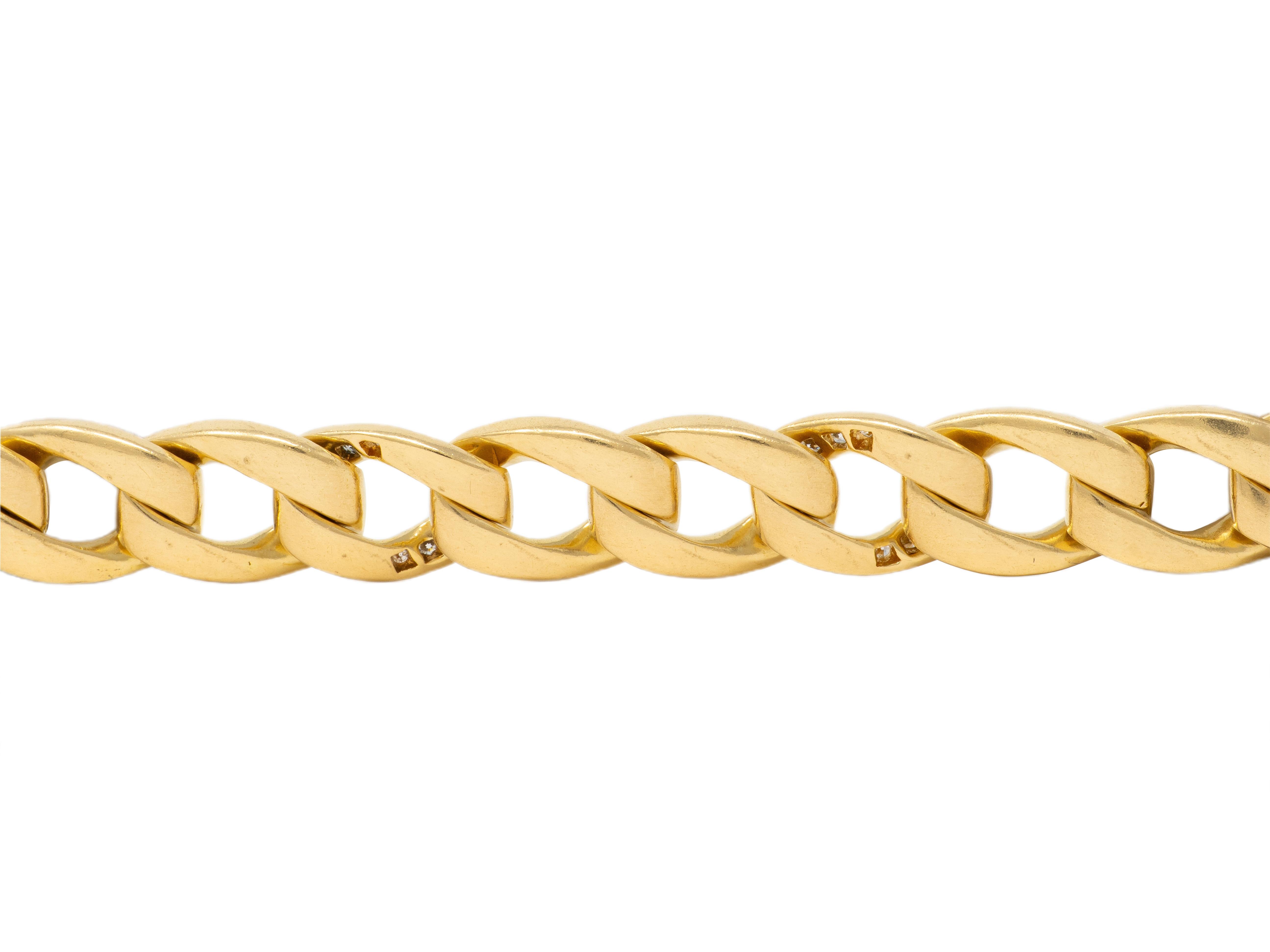 Cartier Paris Georges LEnfant Diamond 18K Gold Vintage Curb Link Unisex Bracelet