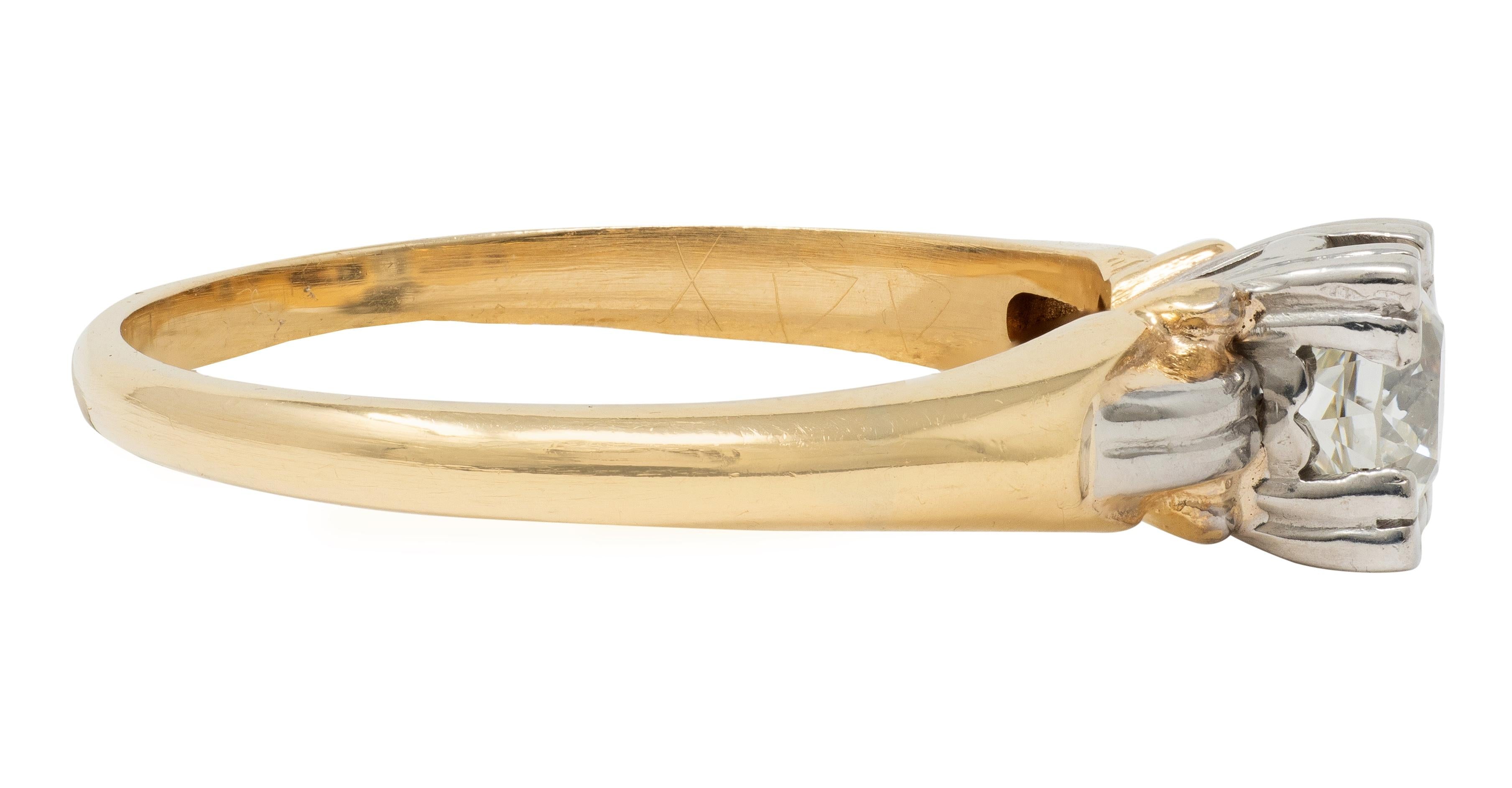 Retro 0.43 CT Diamond 14 Karat Gold Vintage Heart Solitaire Engagement Ring