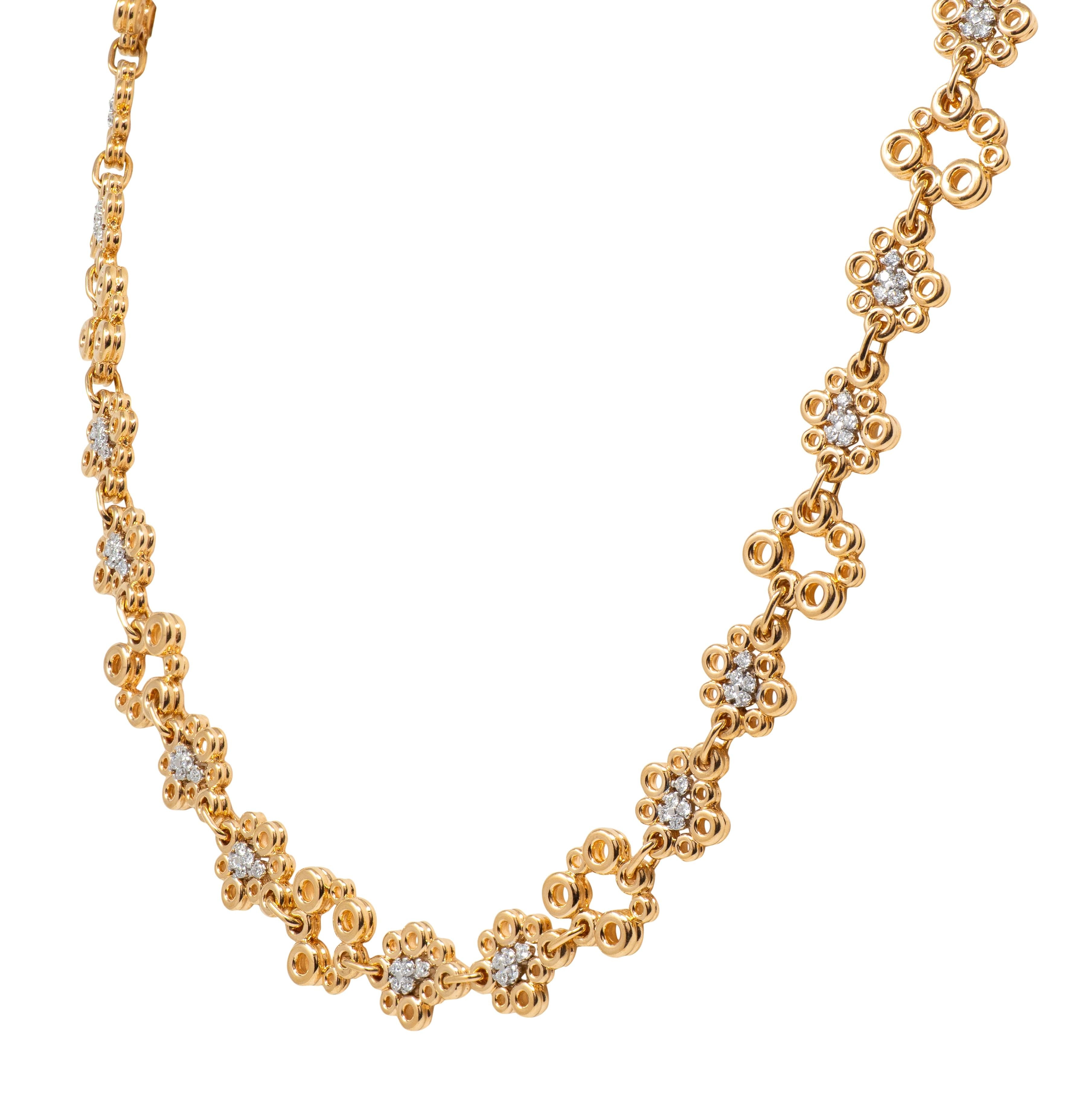 Roberto Coin Diamond 18 Karat Two-Tone Gold Bubble Necklace