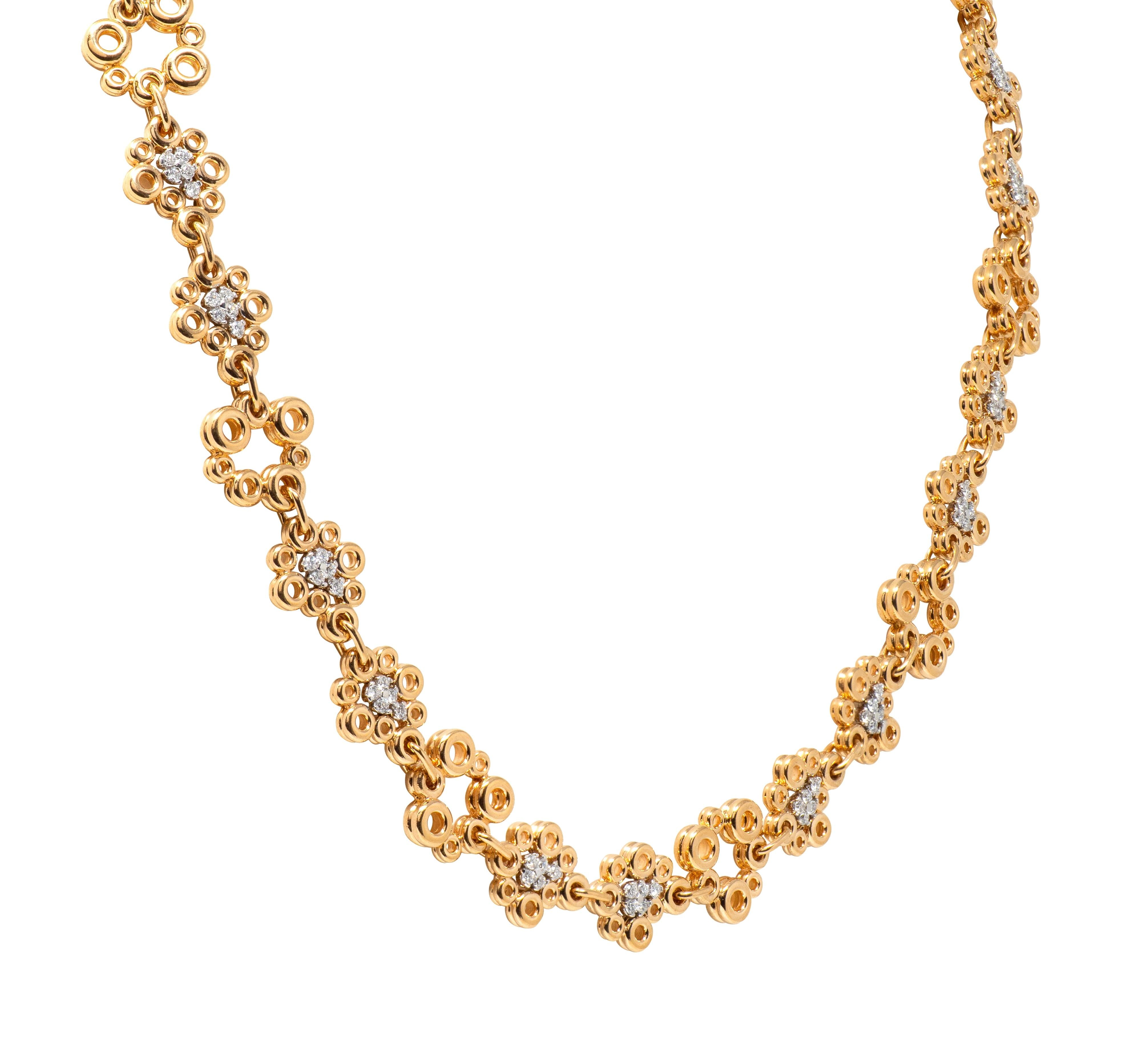 Roberto Coin Diamond 18 Karat Two-Tone Gold Bubble Necklace