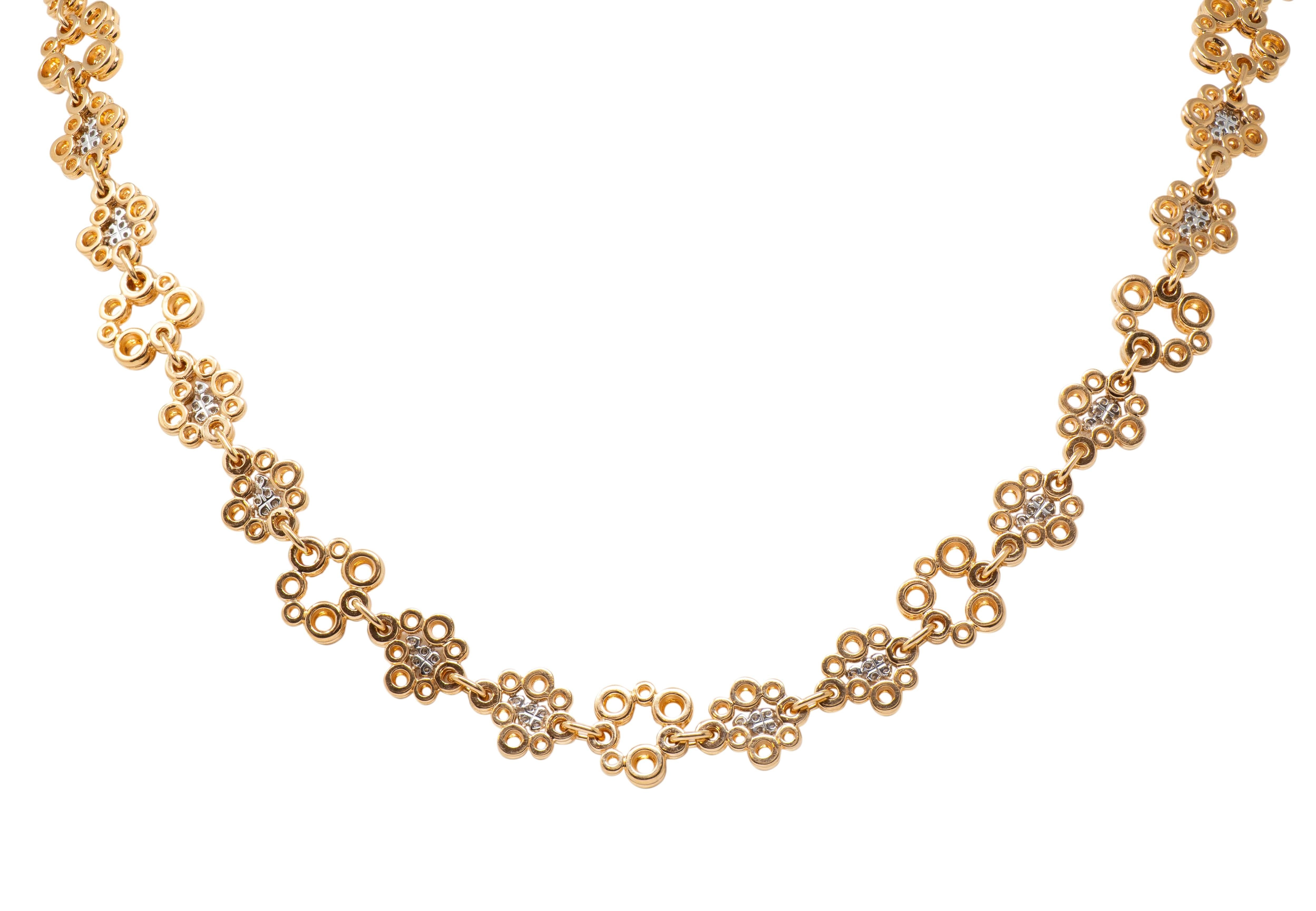 Roberto Coin Diamond 18 Karat Two-Tone Gold Bubble Necklace