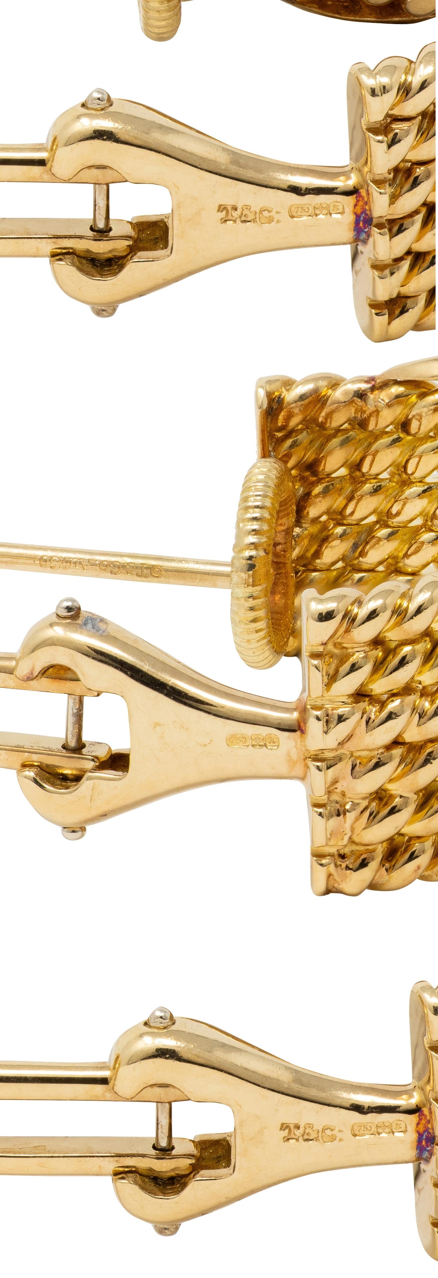 Tiffany & Co. Schlumberger 1972 18 Karat Gold Vintage X Rope J-Hoop Earrings