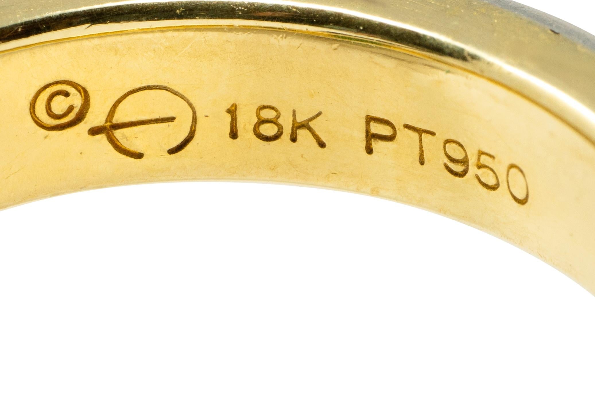 Tourmaline Diamond Platinum 18 Karat Yellow Gold Cocktail Ring