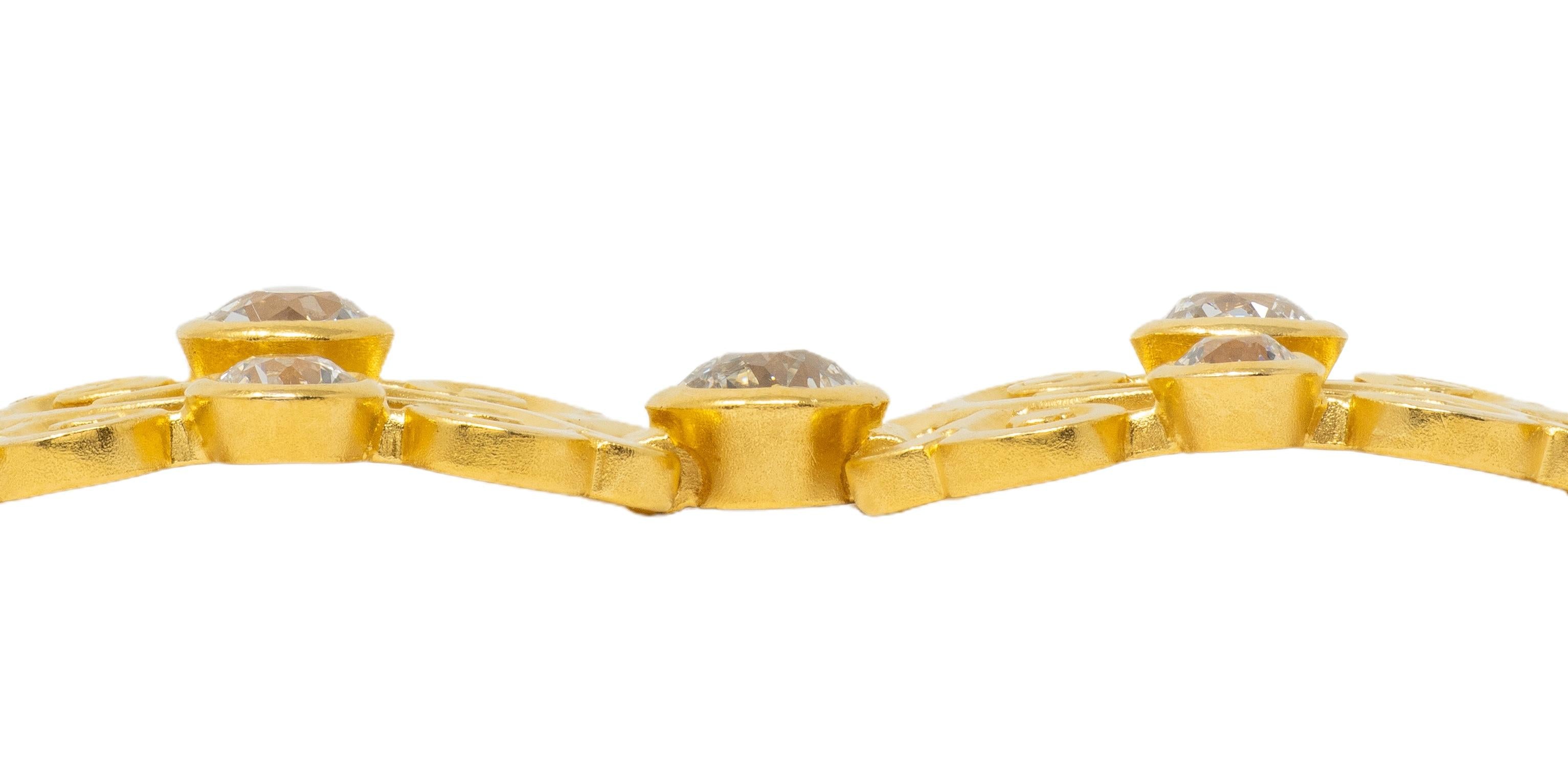 Art Nouveau 6.50 CTW Diamond 18K Yellow Gold Antique Scrolling Link Bracelet