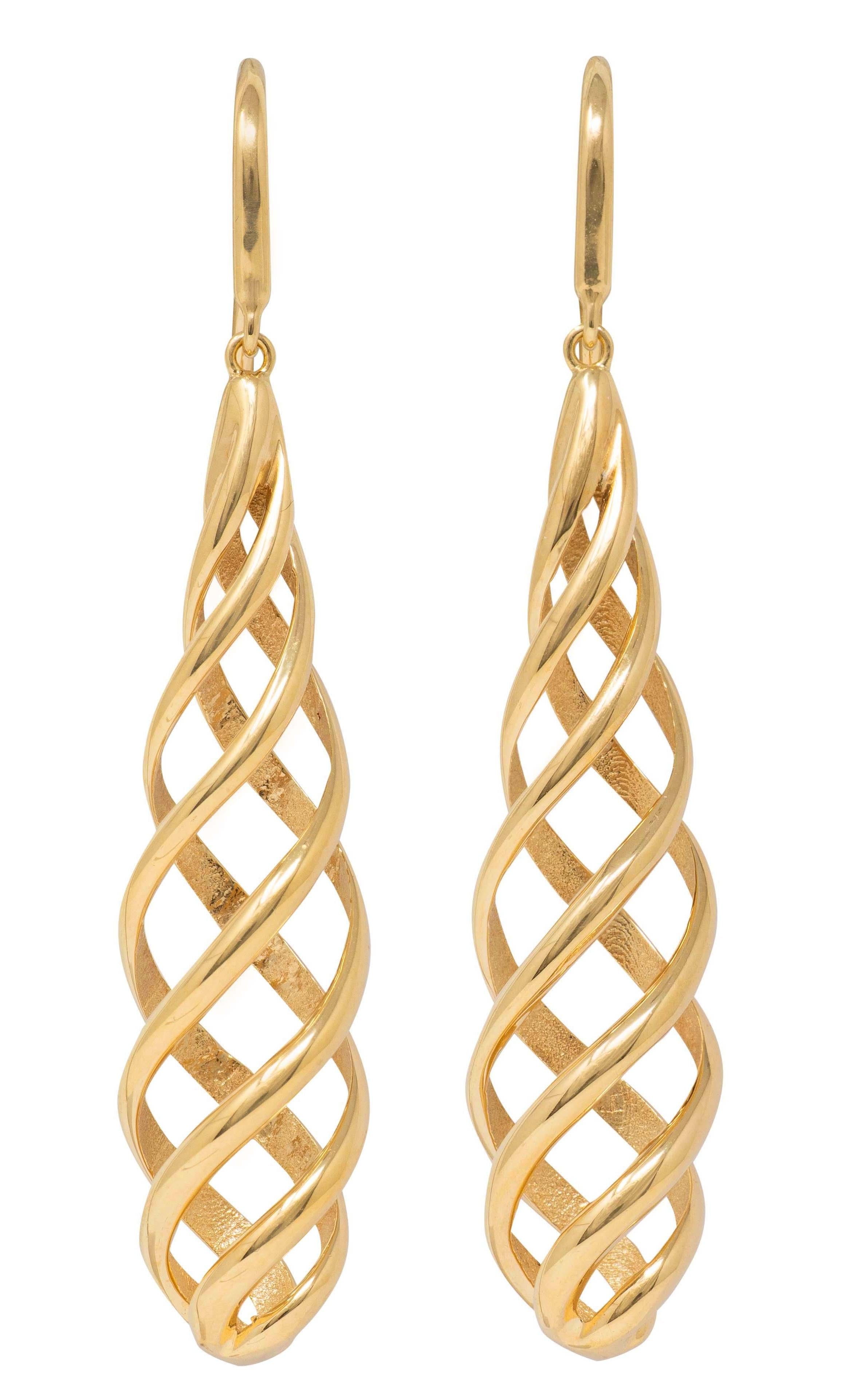 Tiffany & Co. Paloma Picasso 1990's 18 Karat Yellow Gold Spiral Drop Earrings