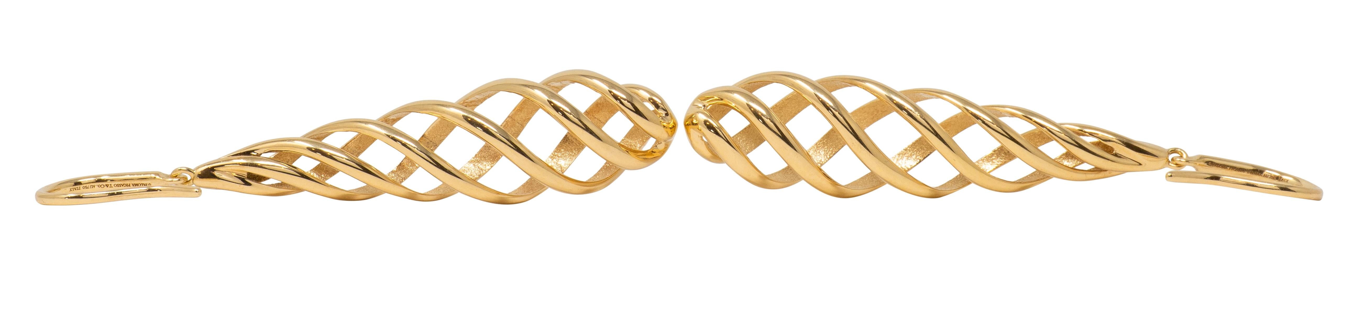 Tiffany & Co. Paloma Picasso 1990's 18 Karat Yellow Gold Spiral Drop Earrings