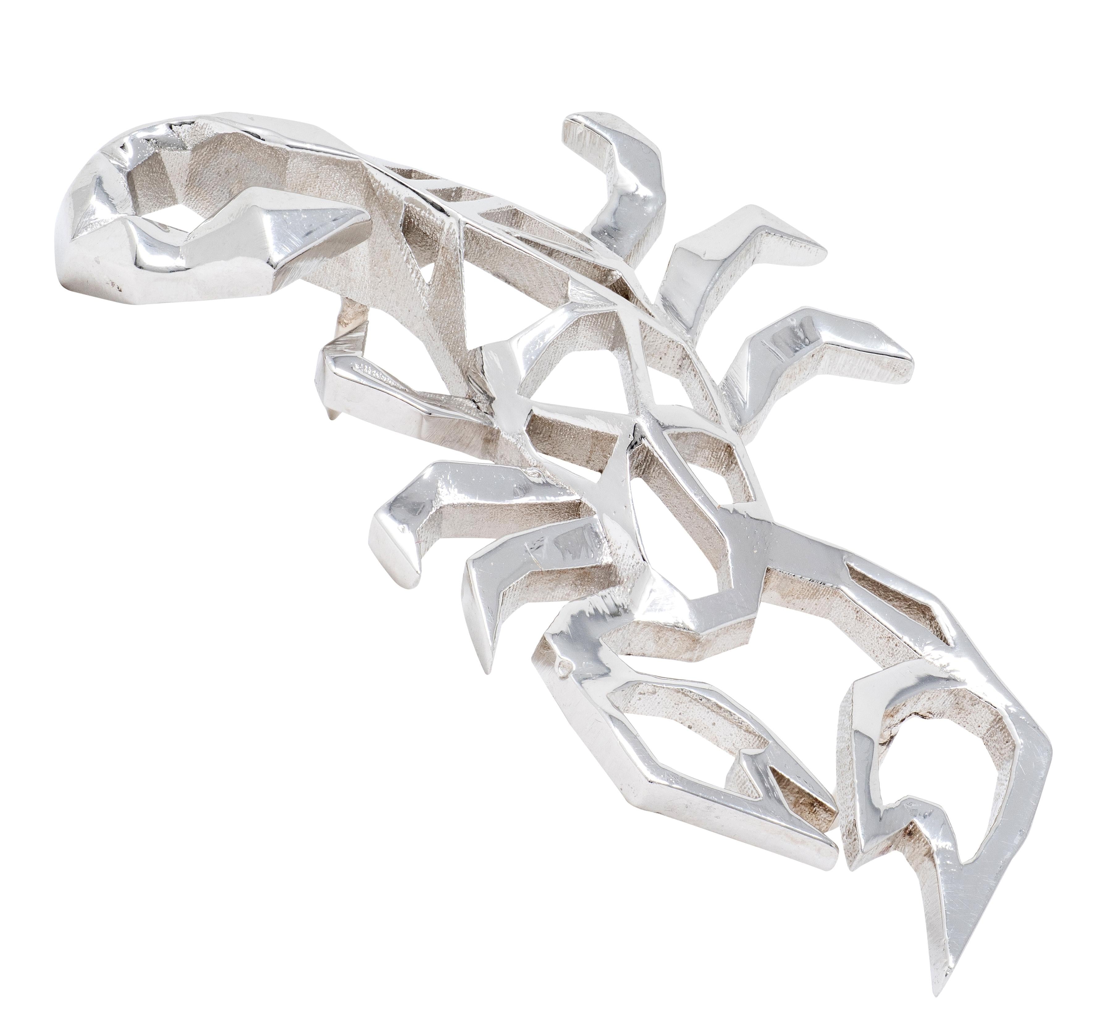 BRASH Platinum Faceted Geometric GEO Scorpion Unisex Scorpio Brooch Pin