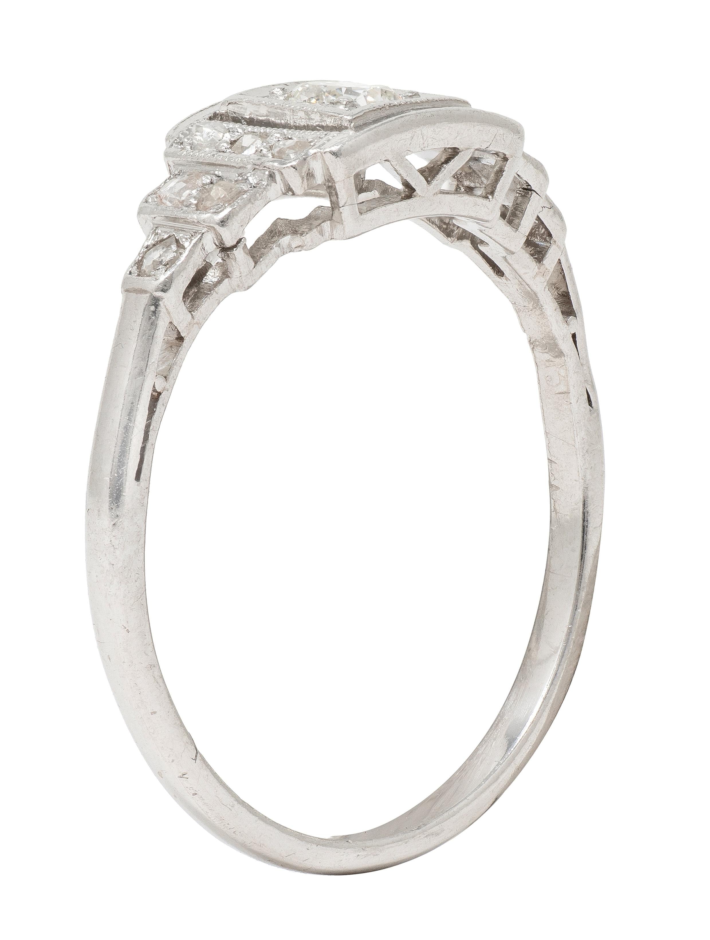 Art Deco 0.36 CTW Diamond Platinum Vintage Stepped Engagement Ring