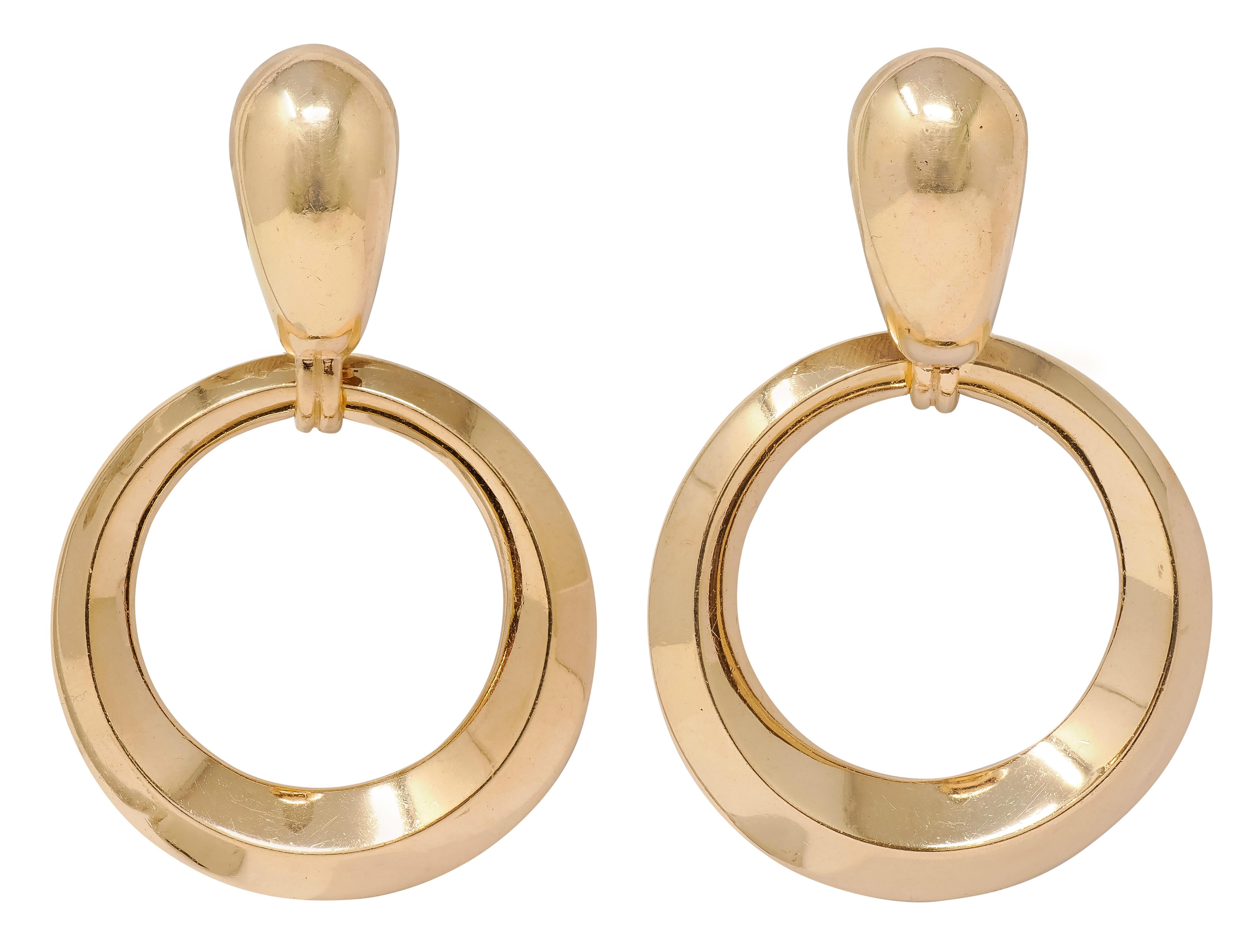 Tiffany & Co. 1960's 14K Yellow Gold Vintage Door Knocker Drop Earrings