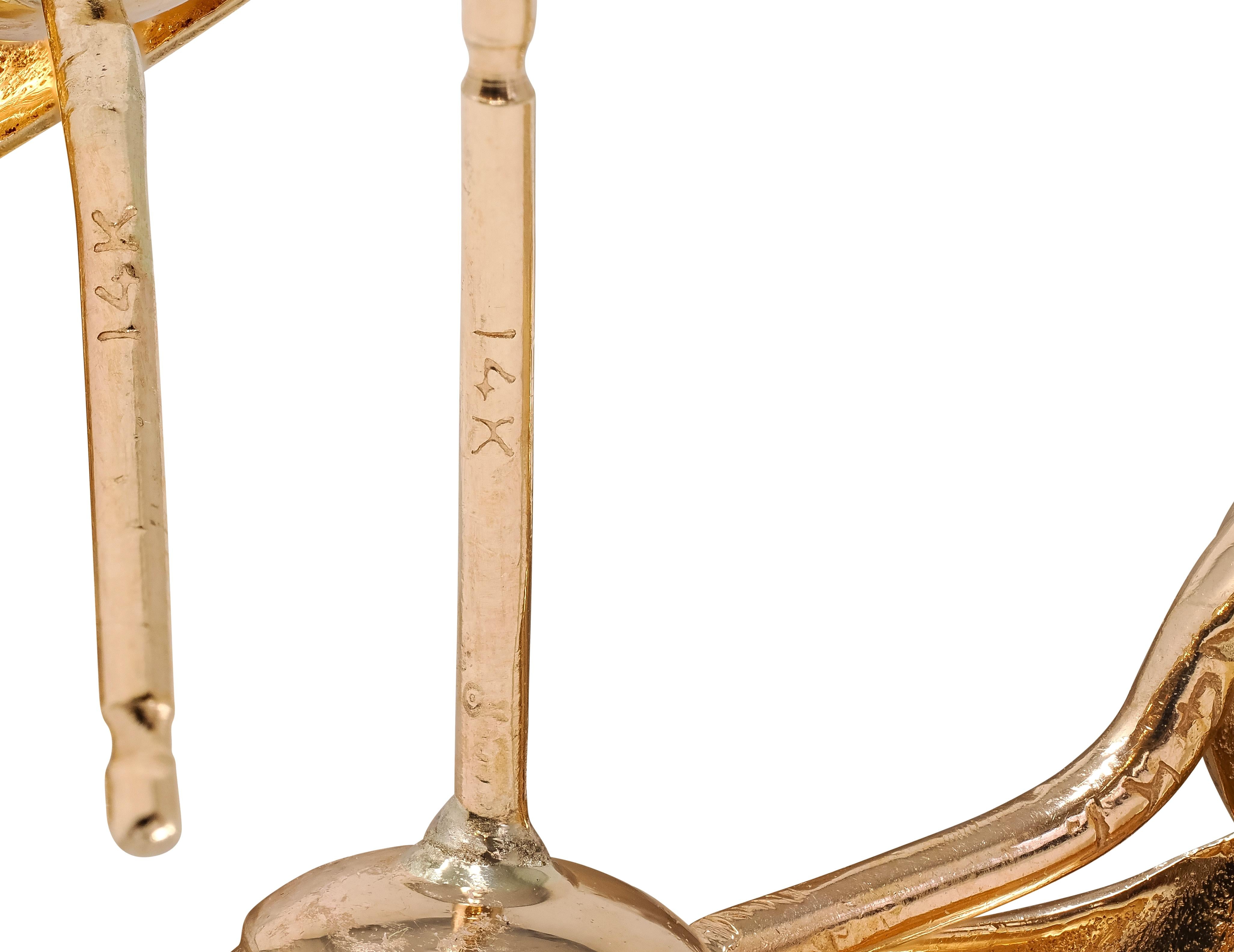 Tiffany & Co. 1960's 14K Yellow Gold Vintage Door Knocker Drop Earrings