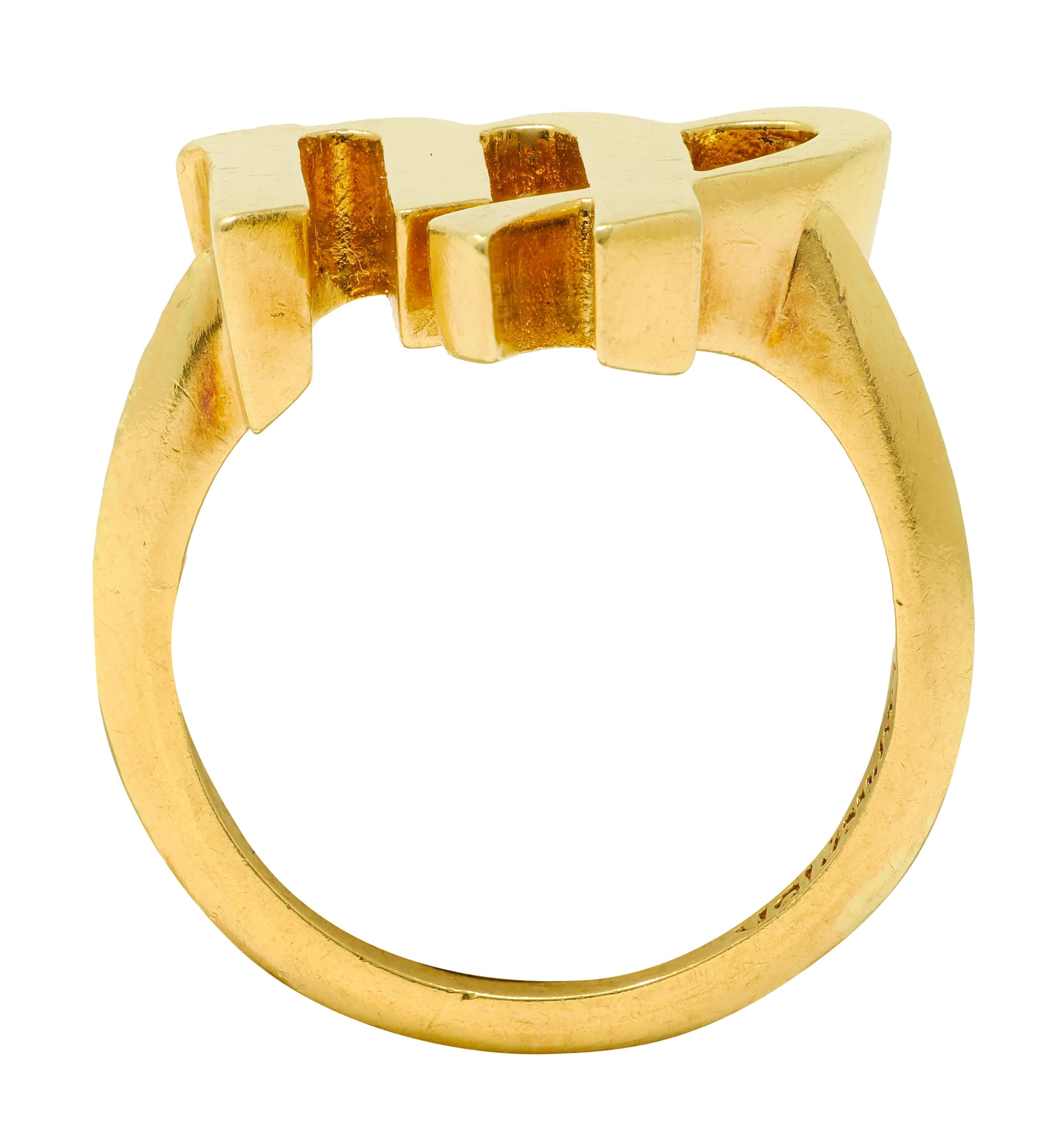 Cartier 1970's 18 Karat Yellow Gold Vintage Virgo Zodiac Ring