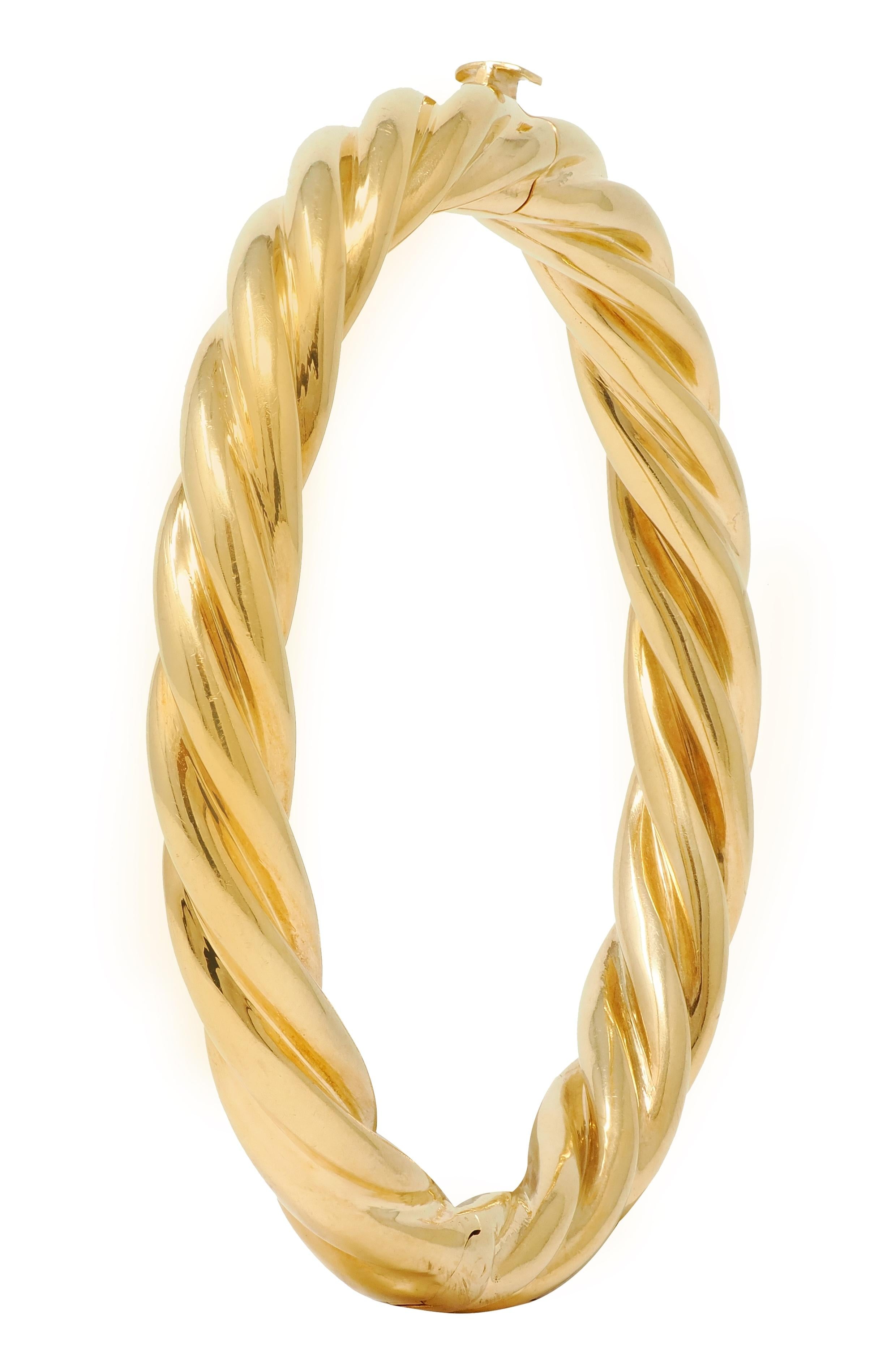 Tiffany & Co. 18 Karat Yellow Gold Vintage Twisted Rope Bangle Bracelet
