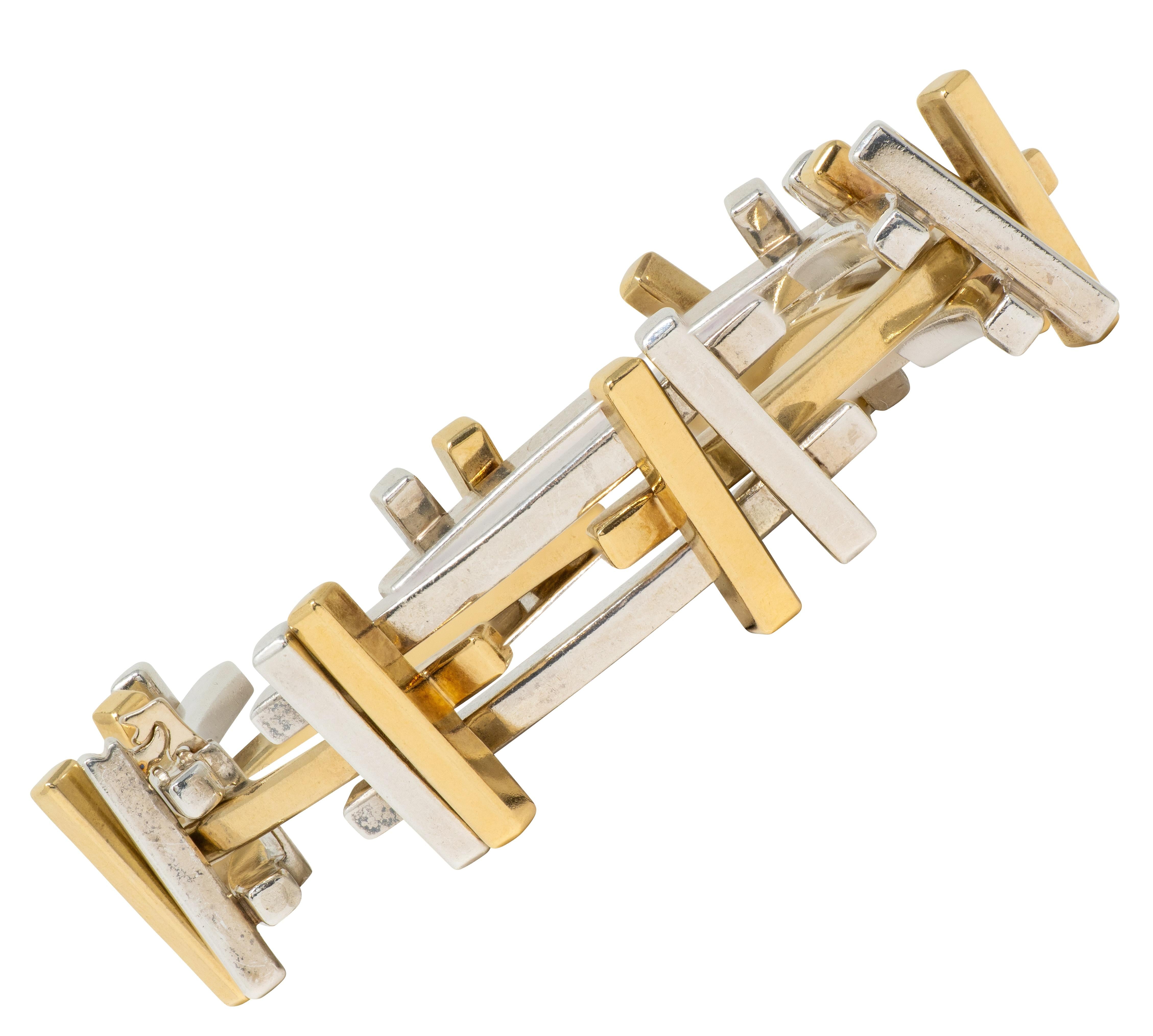 Tiffany & Co. Frank Gehry 2006 18K Gold Sterling Silver Axis Link Bracelet