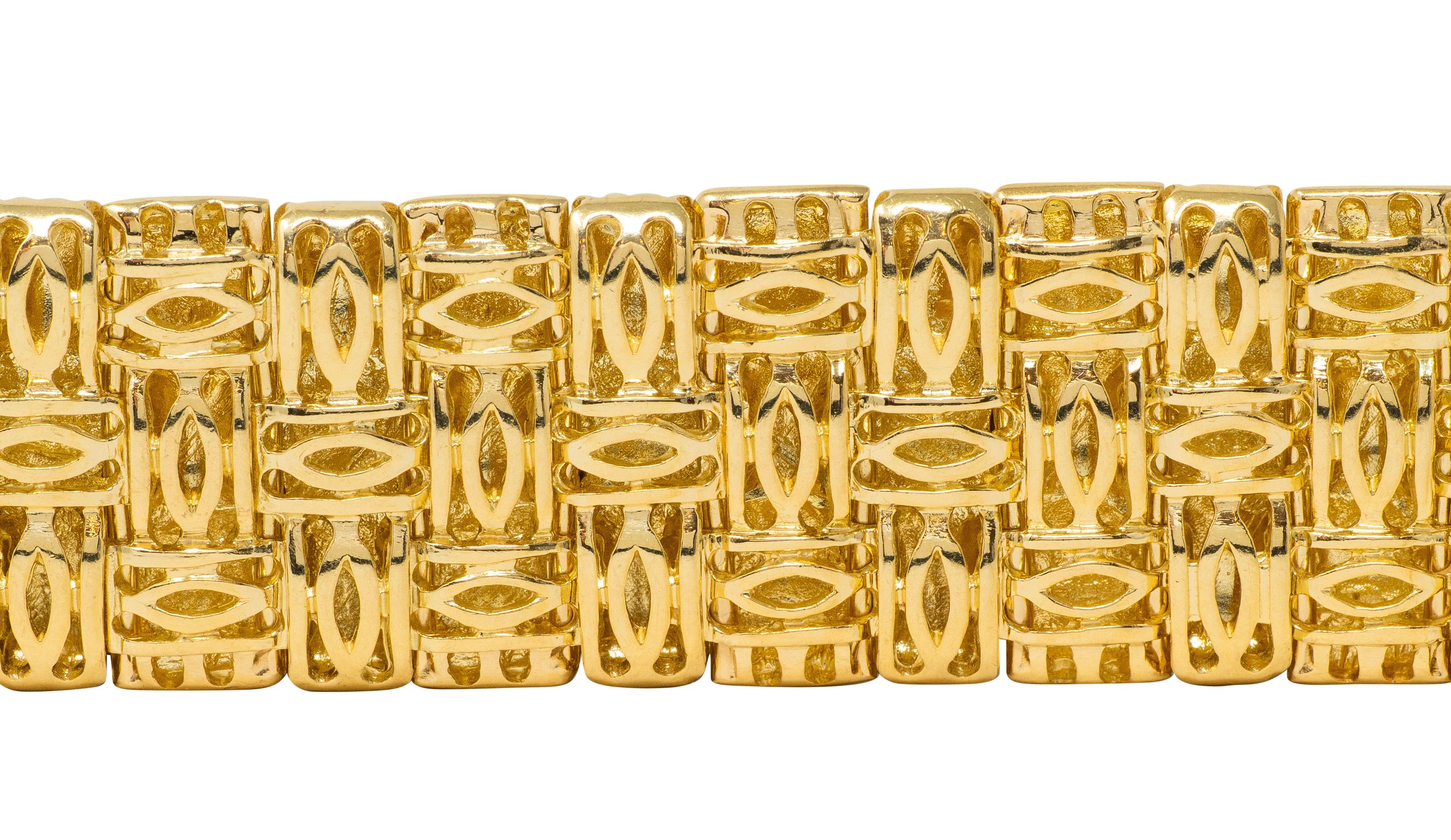 Roberto Coin Diamond 18 Karat Yellow White Gold Appassionata Woven Bracelet