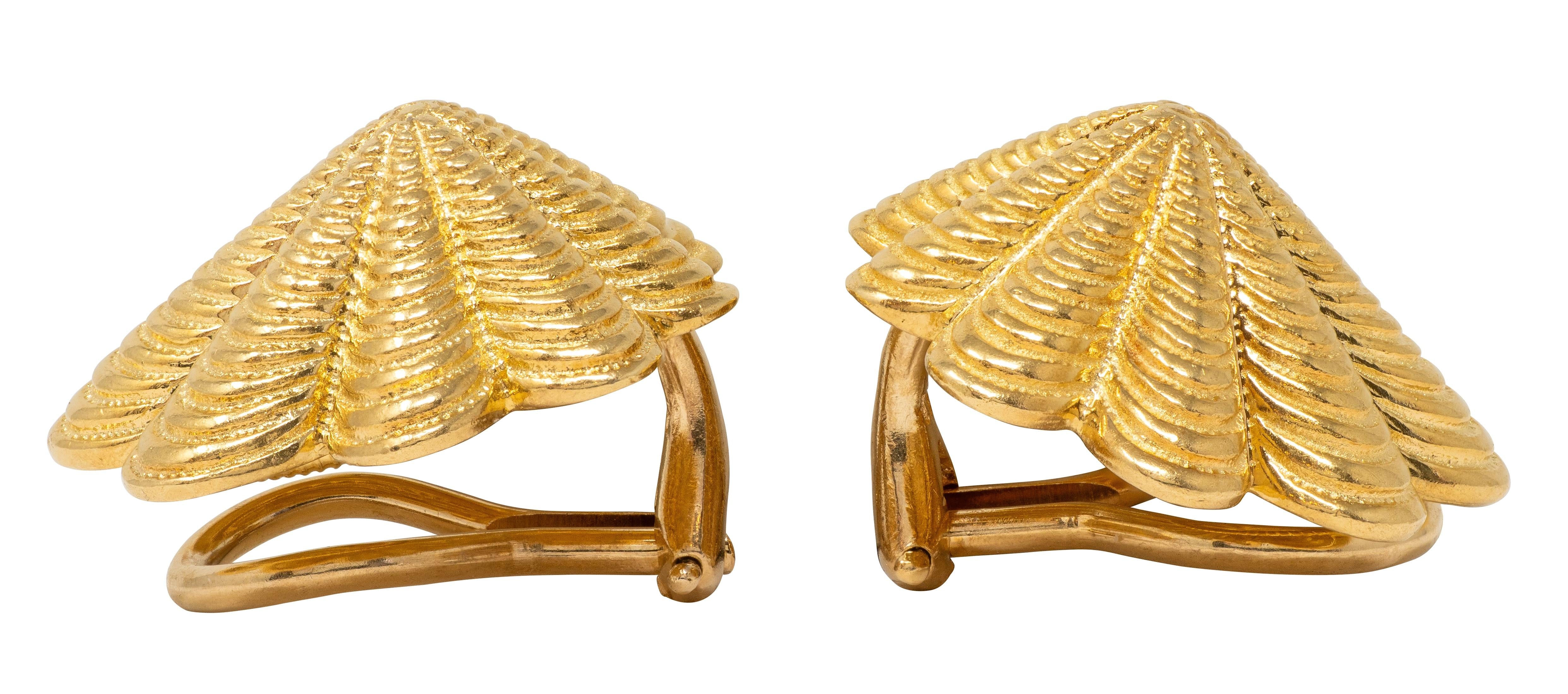 Tiffany & Co. Schlumberger 18K Yellow Gold Vintage Shell Ear-Clip Earrings