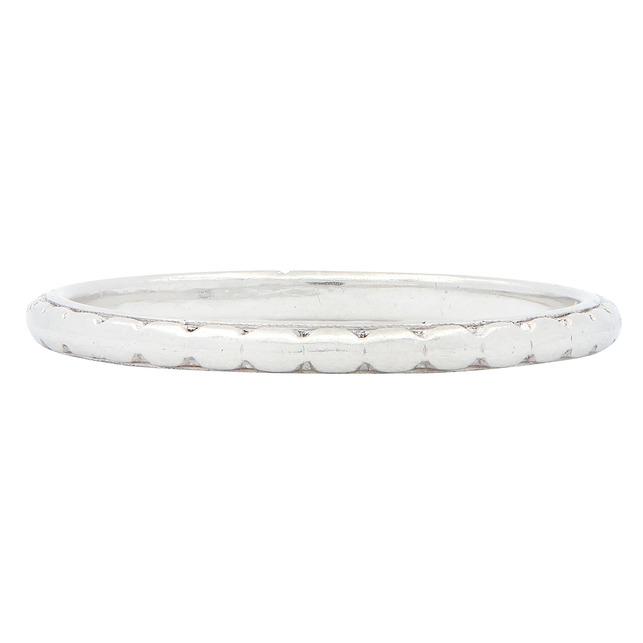Art Deco 1925 Platinum Foliate Antique Wedding Band Ring