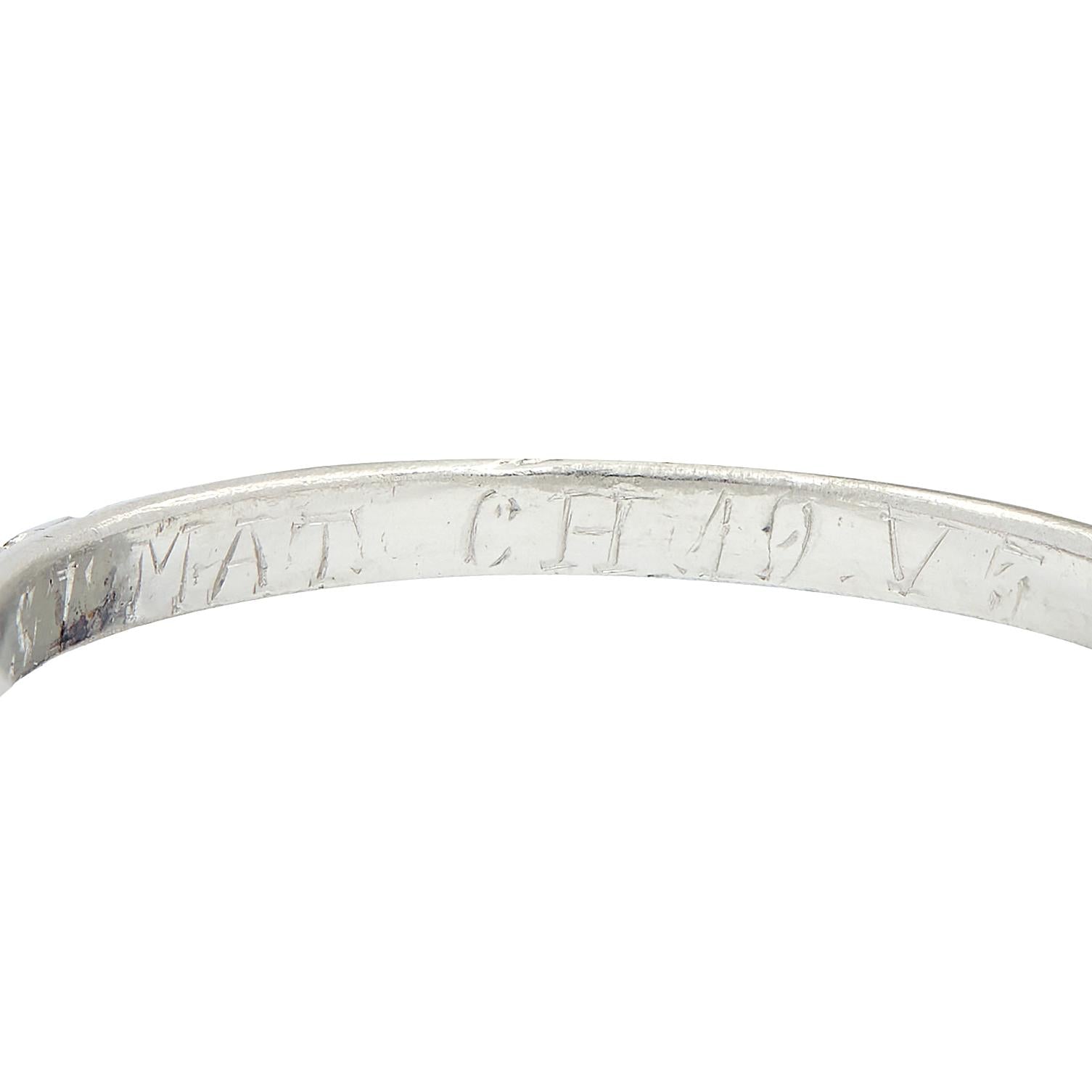 Art Deco 1925 Platinum Foliate Antique Wedding Band Ring