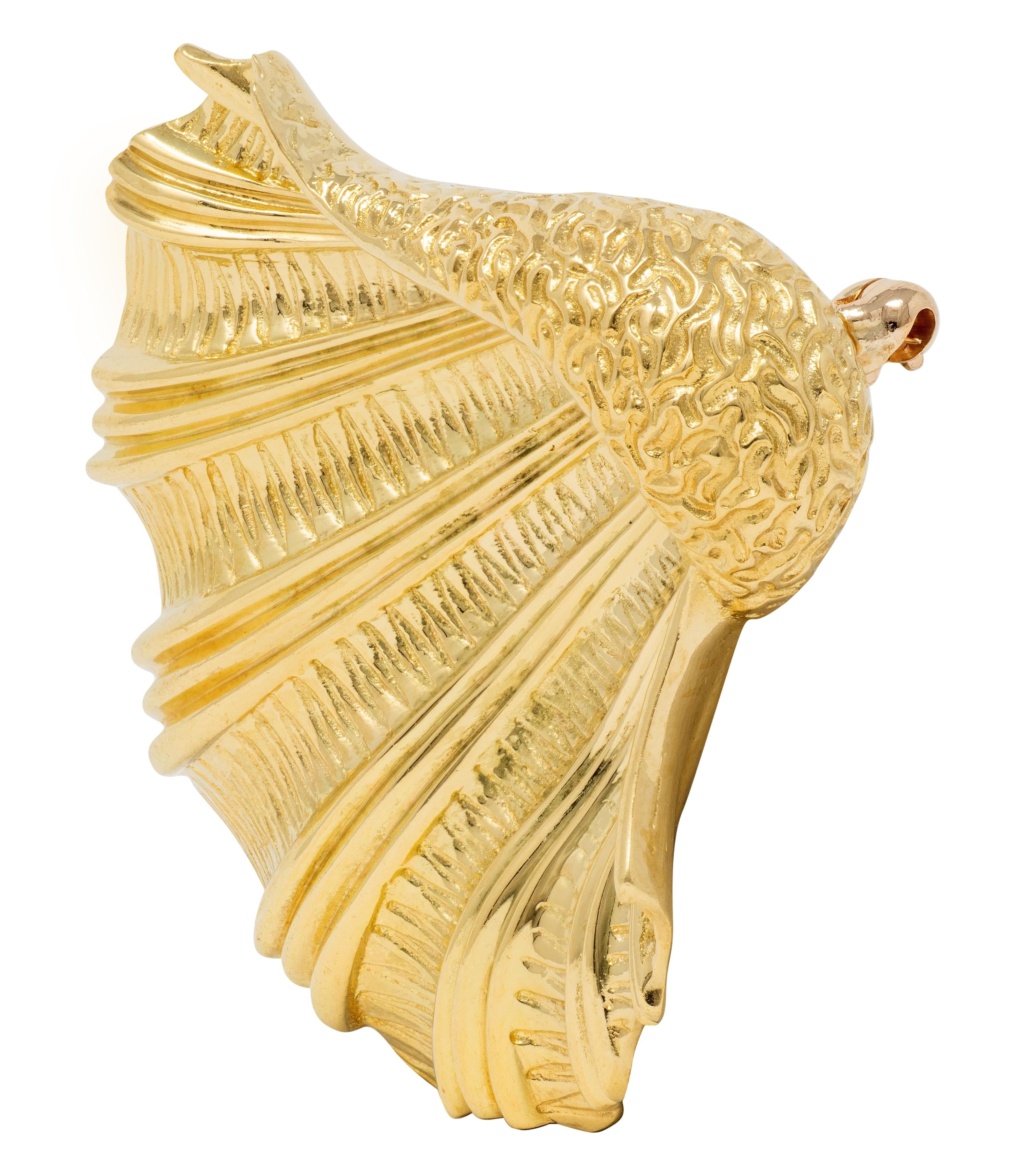 Tiffany & Co. 1960's 18 Karat Yellow Gold Vintage Seashell Brooch