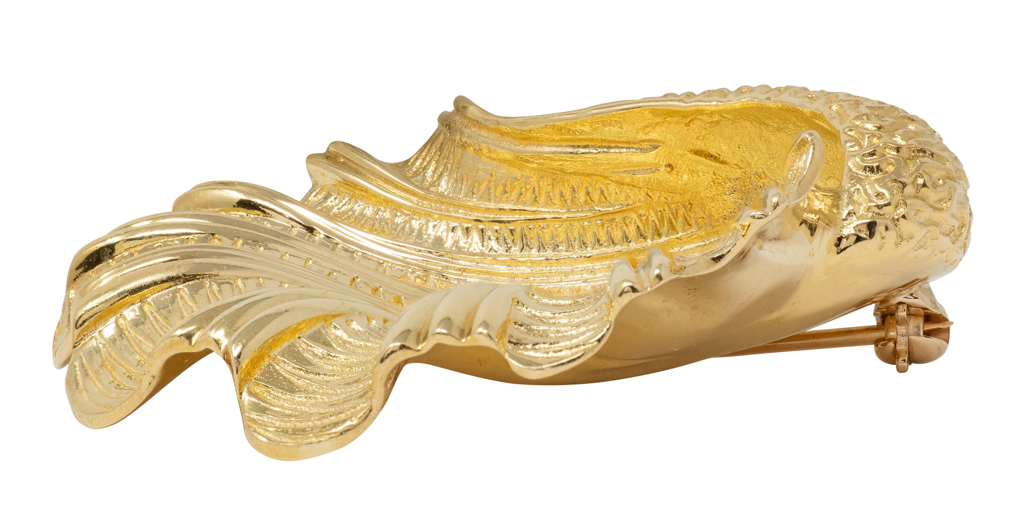 Tiffany & Co. 1960's 18 Karat Yellow Gold Vintage Seashell Brooch