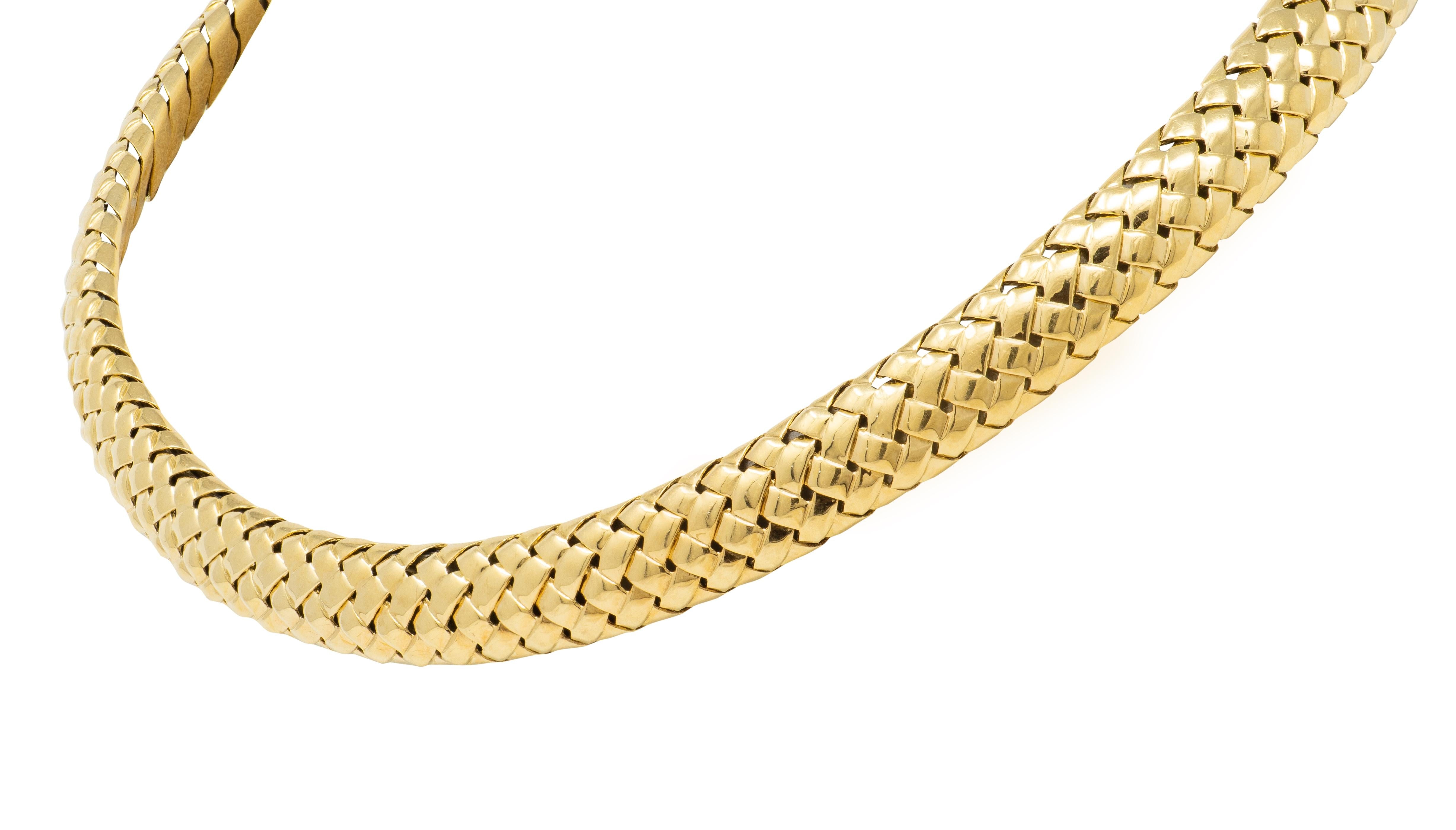 Tiffany & Co. 1997 18 Karat Yellow Gold Vintage Woven Vannerie Collar Necklace