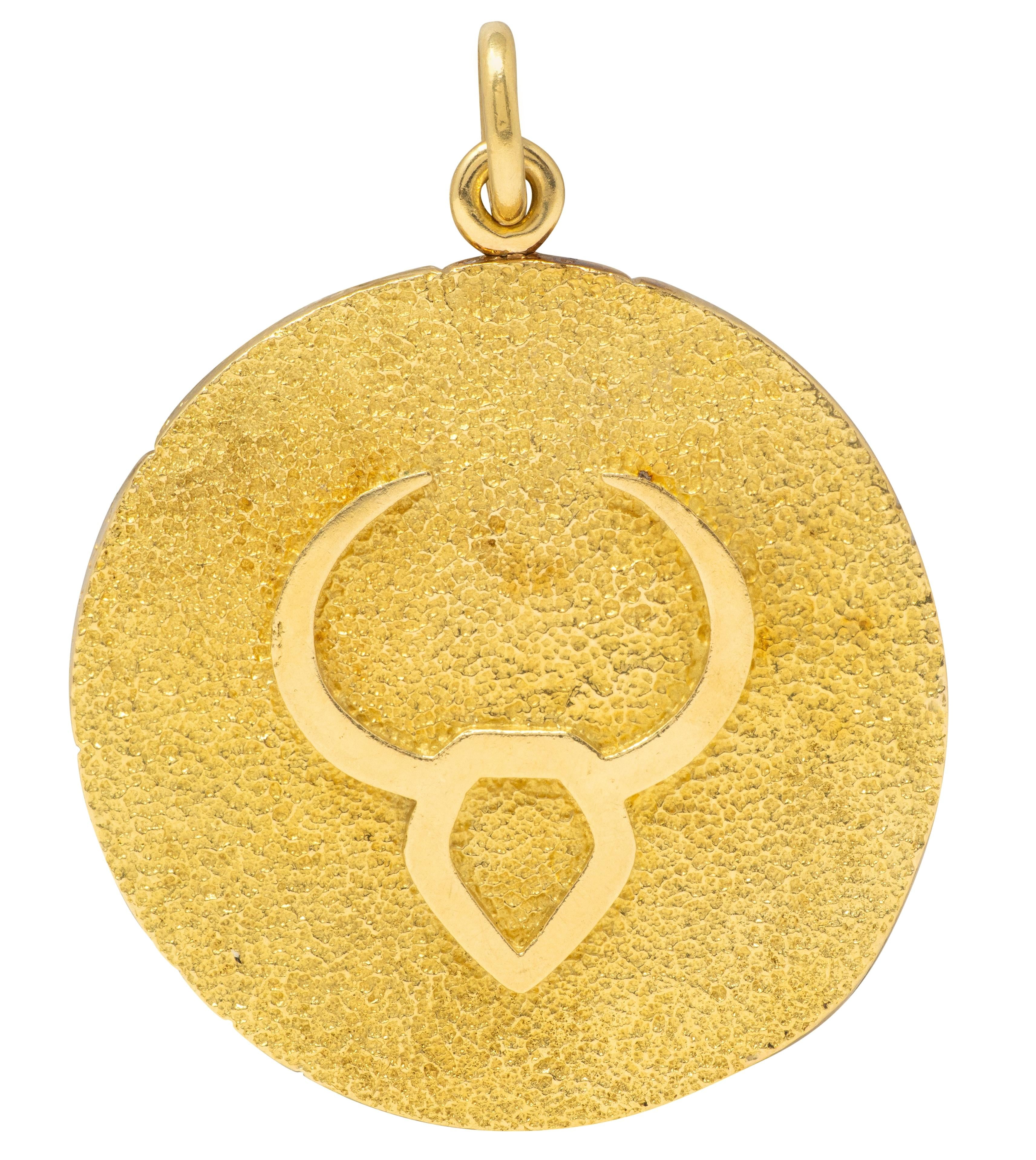 Tiffany & Co. 1970's 18K Gold Vintage Taurus Zodiac Medallion Pendant