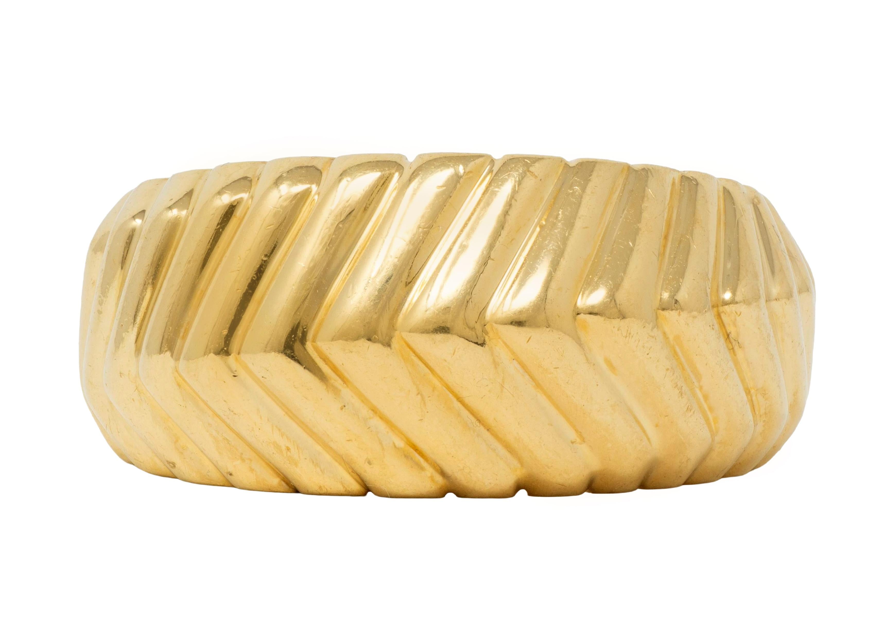 Tiffany & Co. 1998 18 Karat Yellow Gold Vintage Cordis Chevron Band Ring