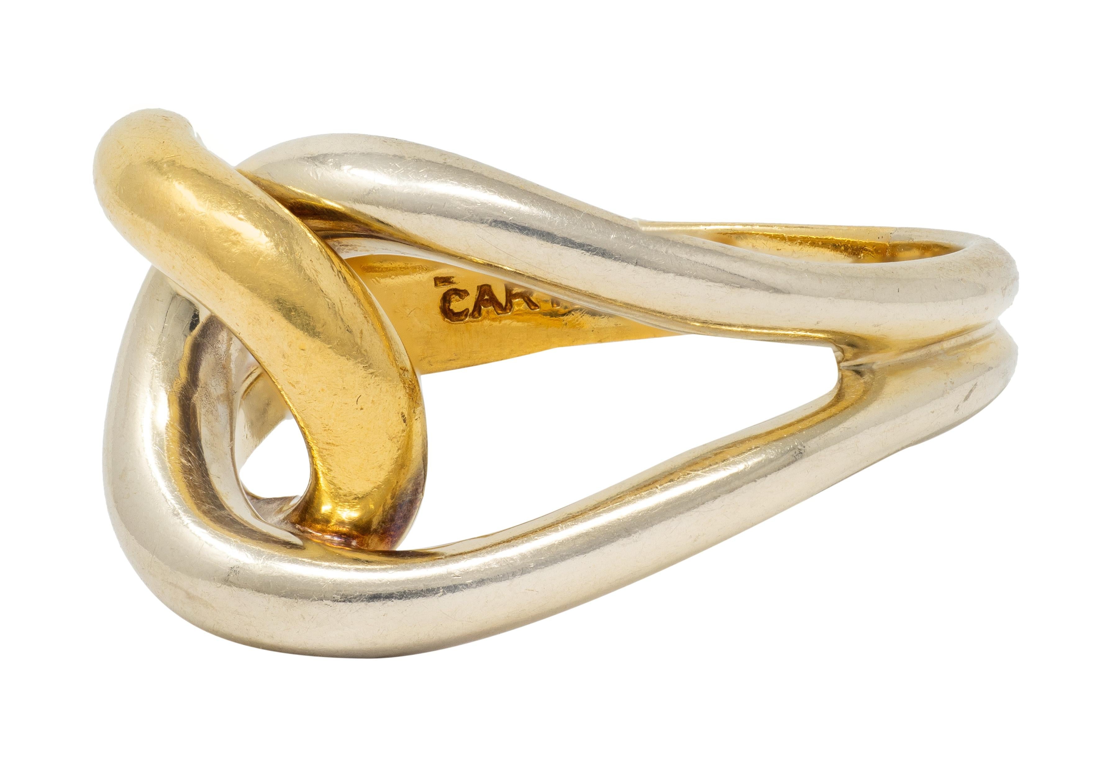 Cartier 1970's 18 Karat Two-Tone Yellow White Gold Vintage locking Loop Ring