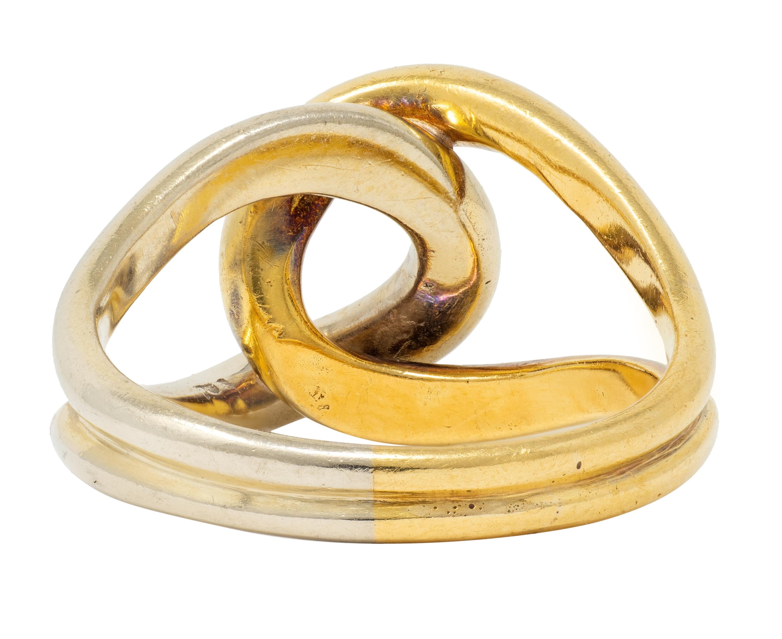 Cartier 1970's 18 Karat Two-Tone Yellow White Gold Vintage locking Loop Ring