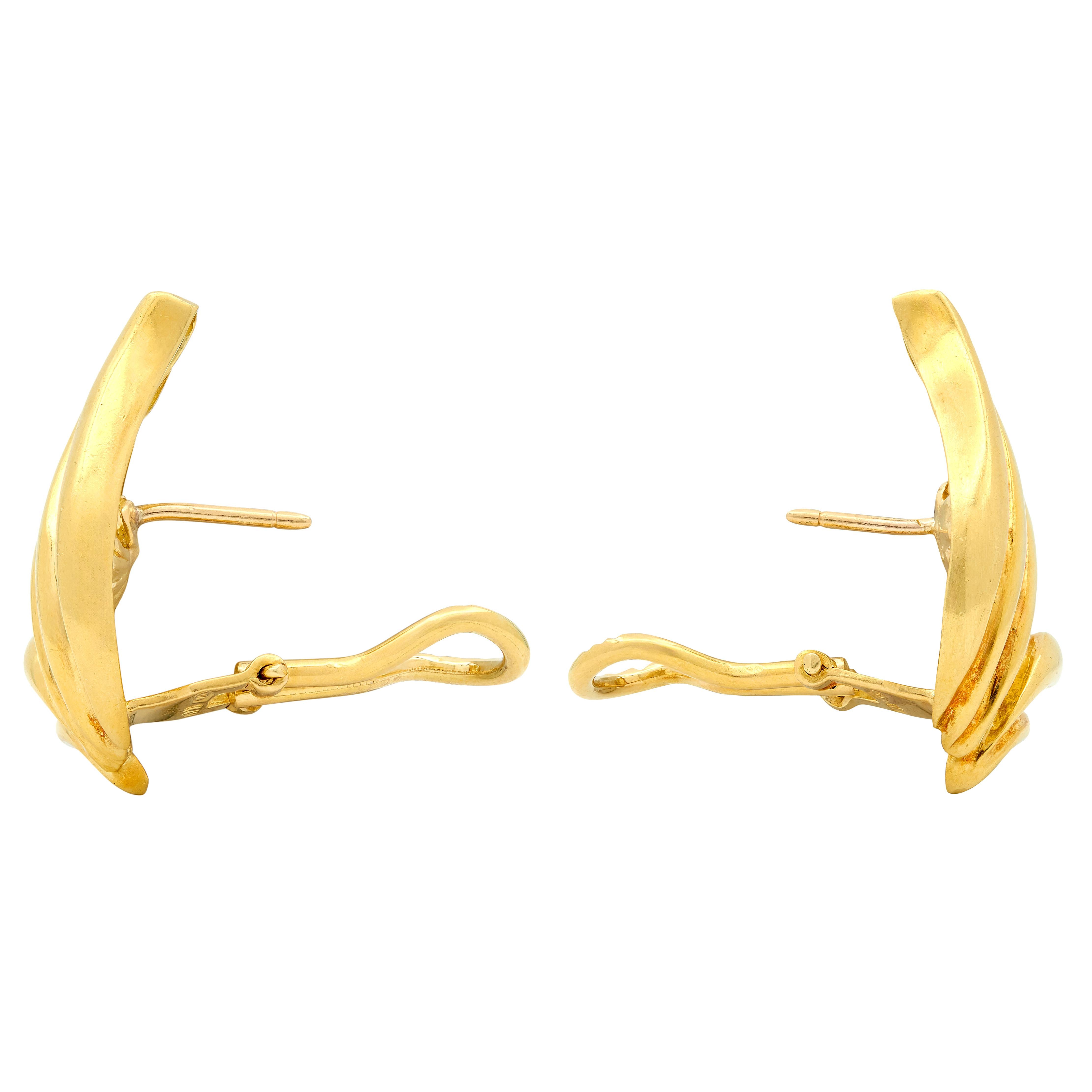 Tiffany & Co. 1980's 18 Karat Yellow Gold Vintage Fanning Earrings