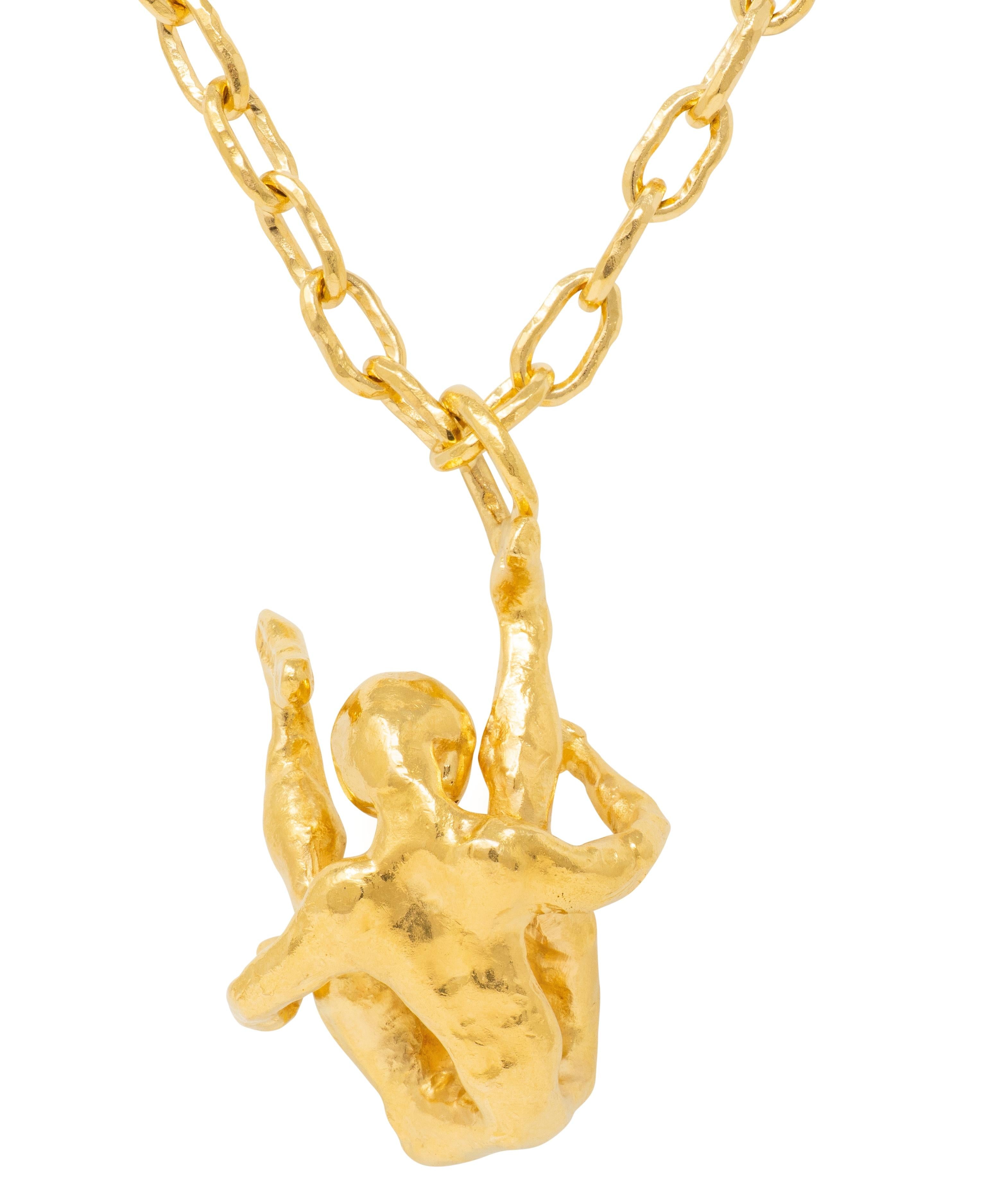 Cartier Jean Mahie French 22K Gold Vintage Erotic Brutalist Acrobat Necklace