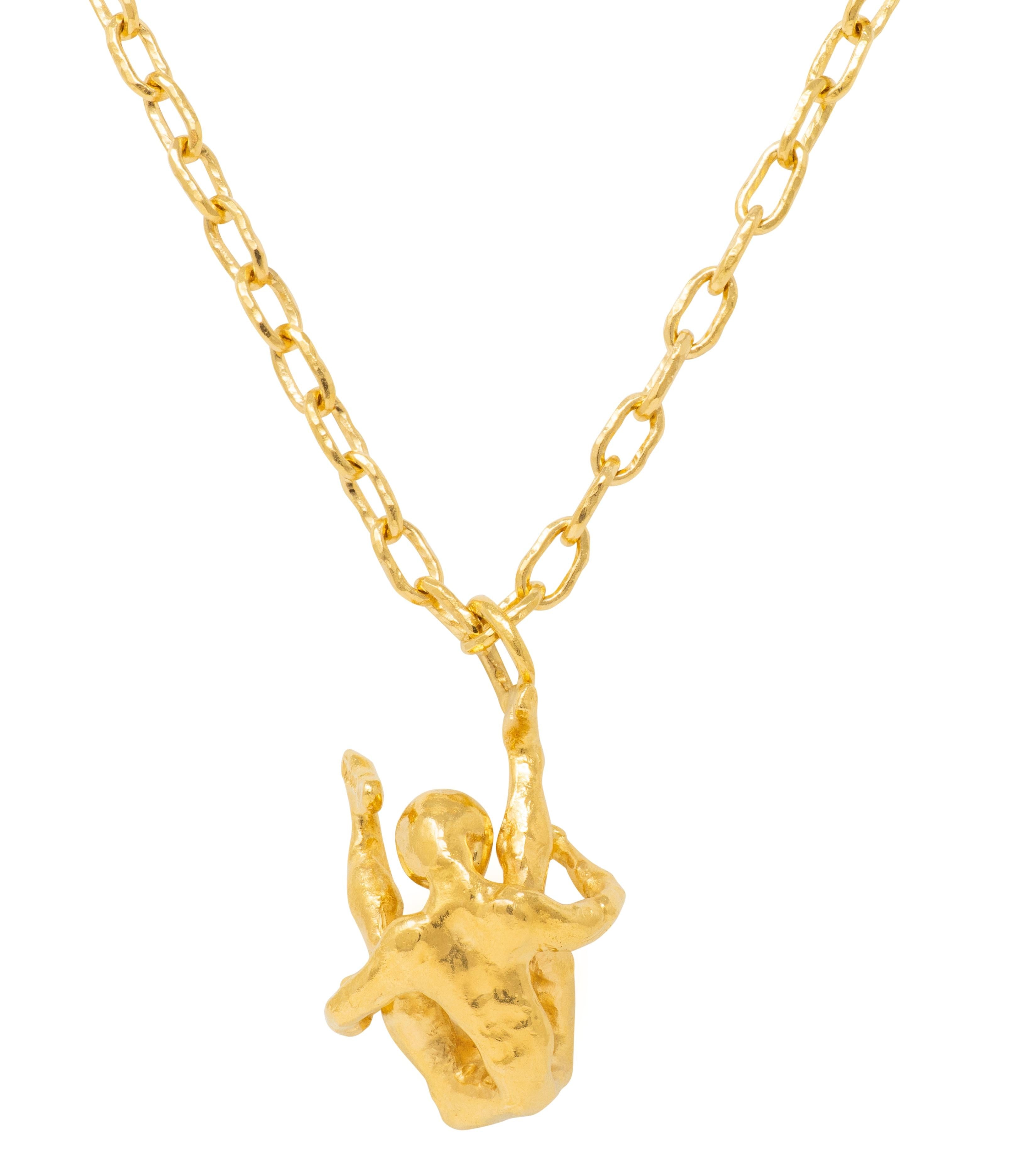 Cartier Jean Mahie French 22K Gold Vintage Erotic Brutalist Acrobat Necklace