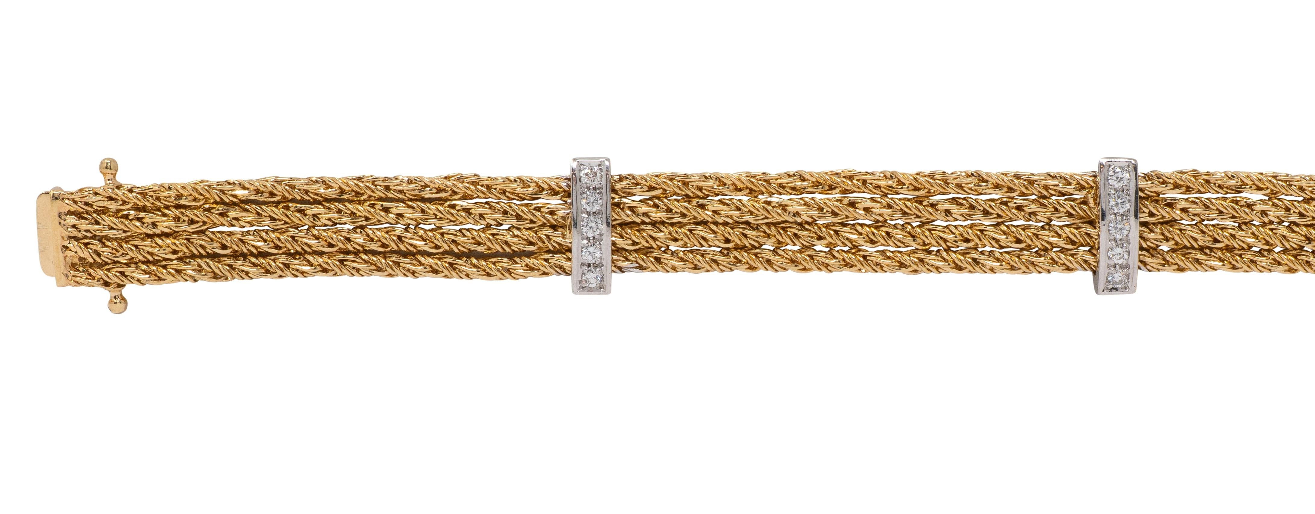 Tiffany & Co. 1990's Diamond 18K Yellow Gold Platinum Vintage Strand Bracelet