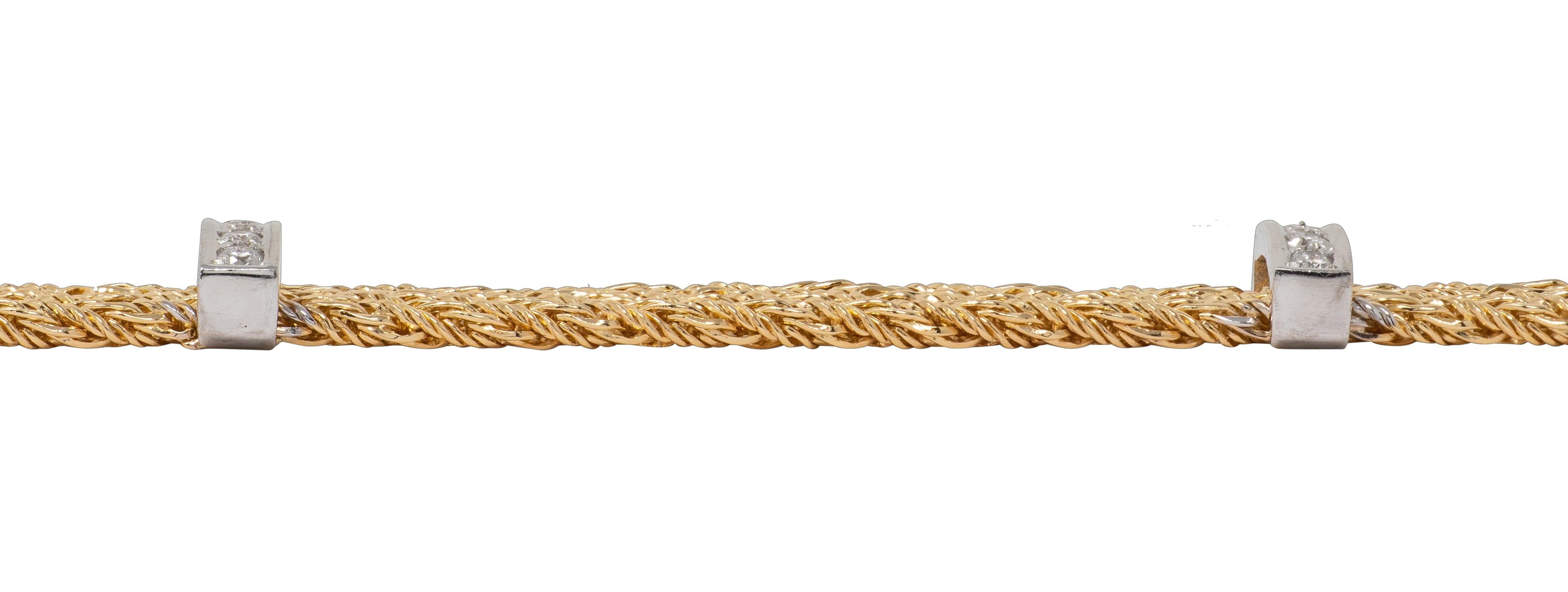 Tiffany & Co. 1990's Diamond 18K Yellow Gold Platinum Vintage Strand Bracelet