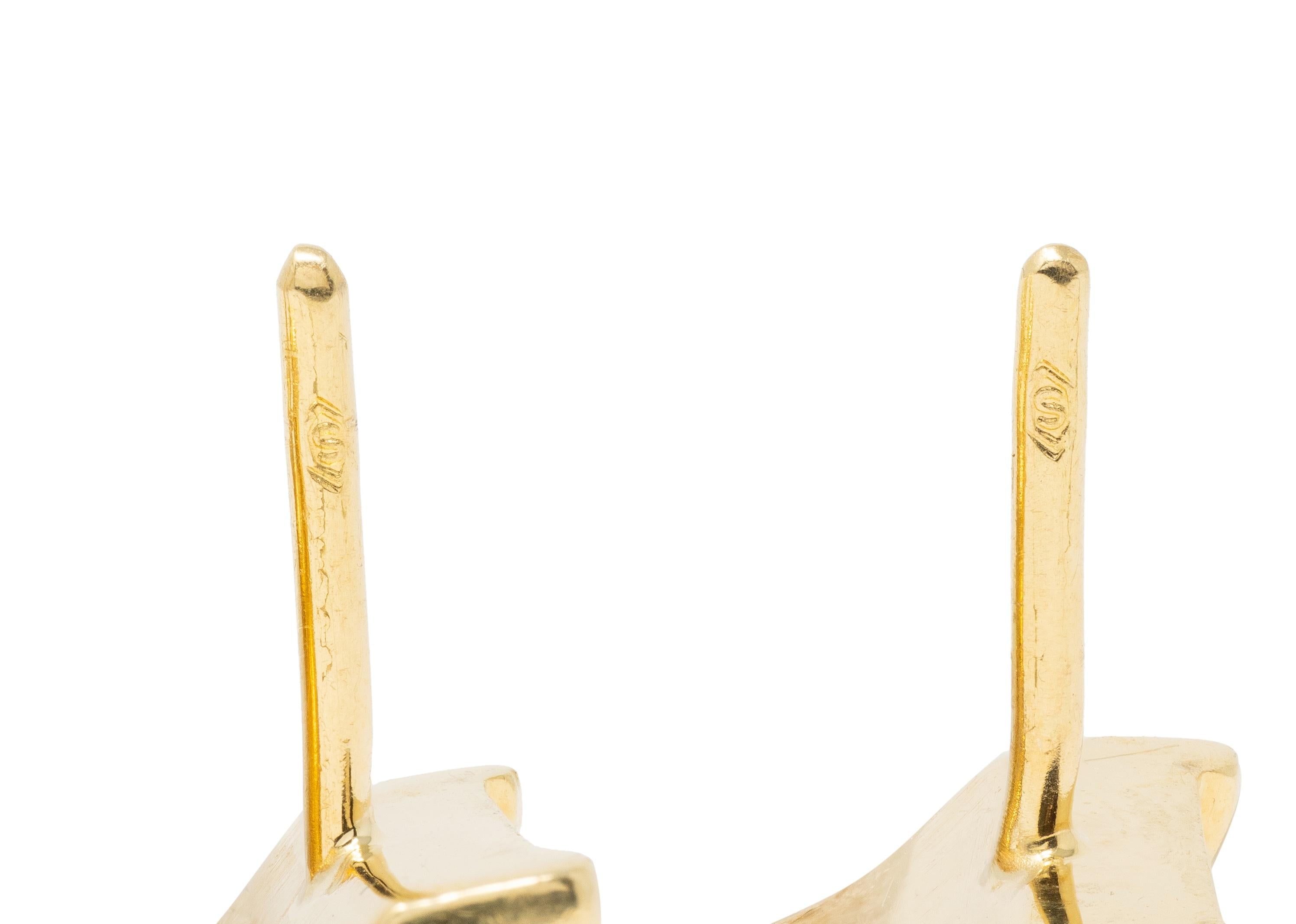 2000's Multi-Gem Diamond 18 Karat Yellow Gold Rainbow J-Hoop Earrings