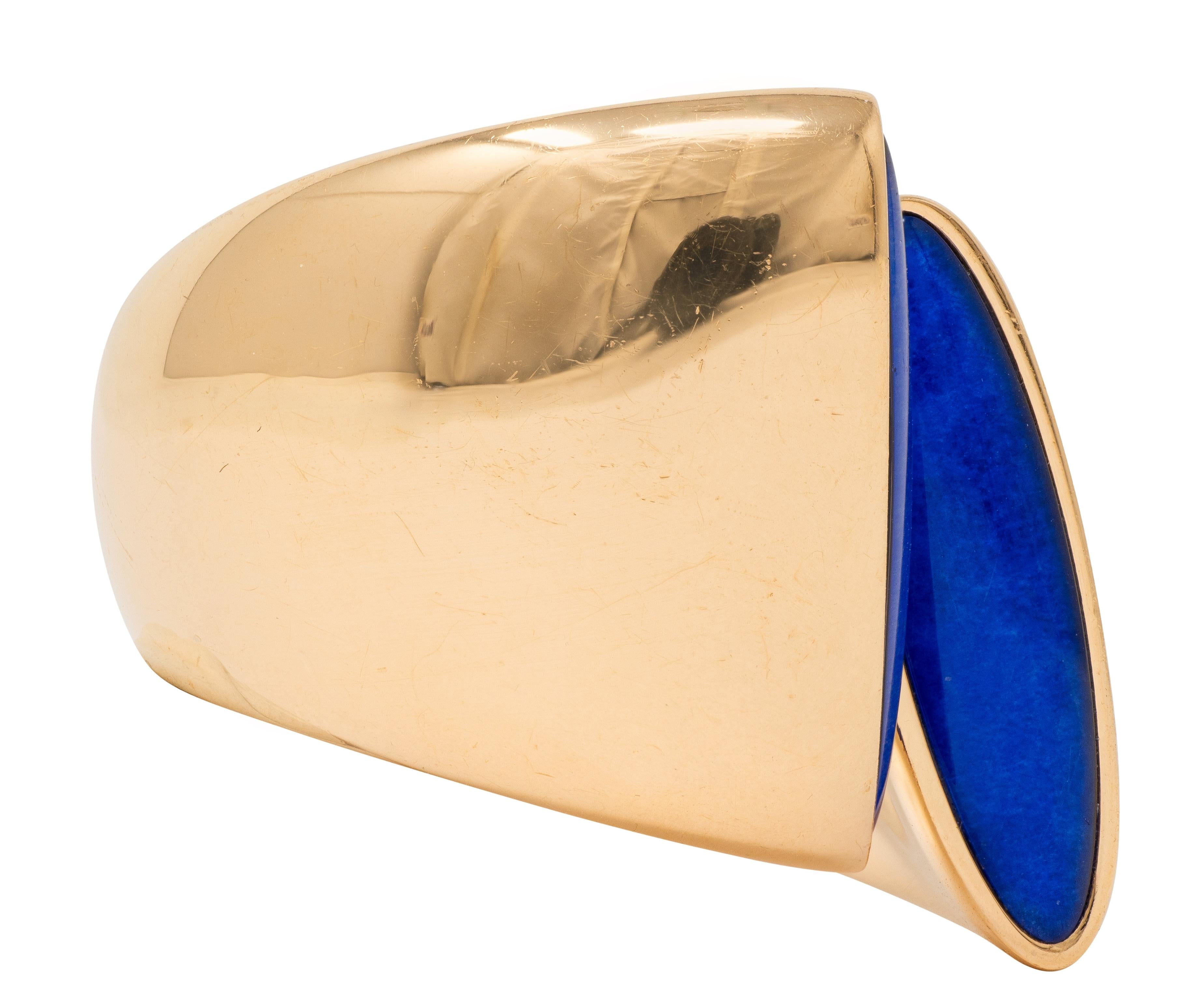 Vhernier 2000's Lapis Lazuli 18 Karat Yellow Gold Eclisse Bypass Ring