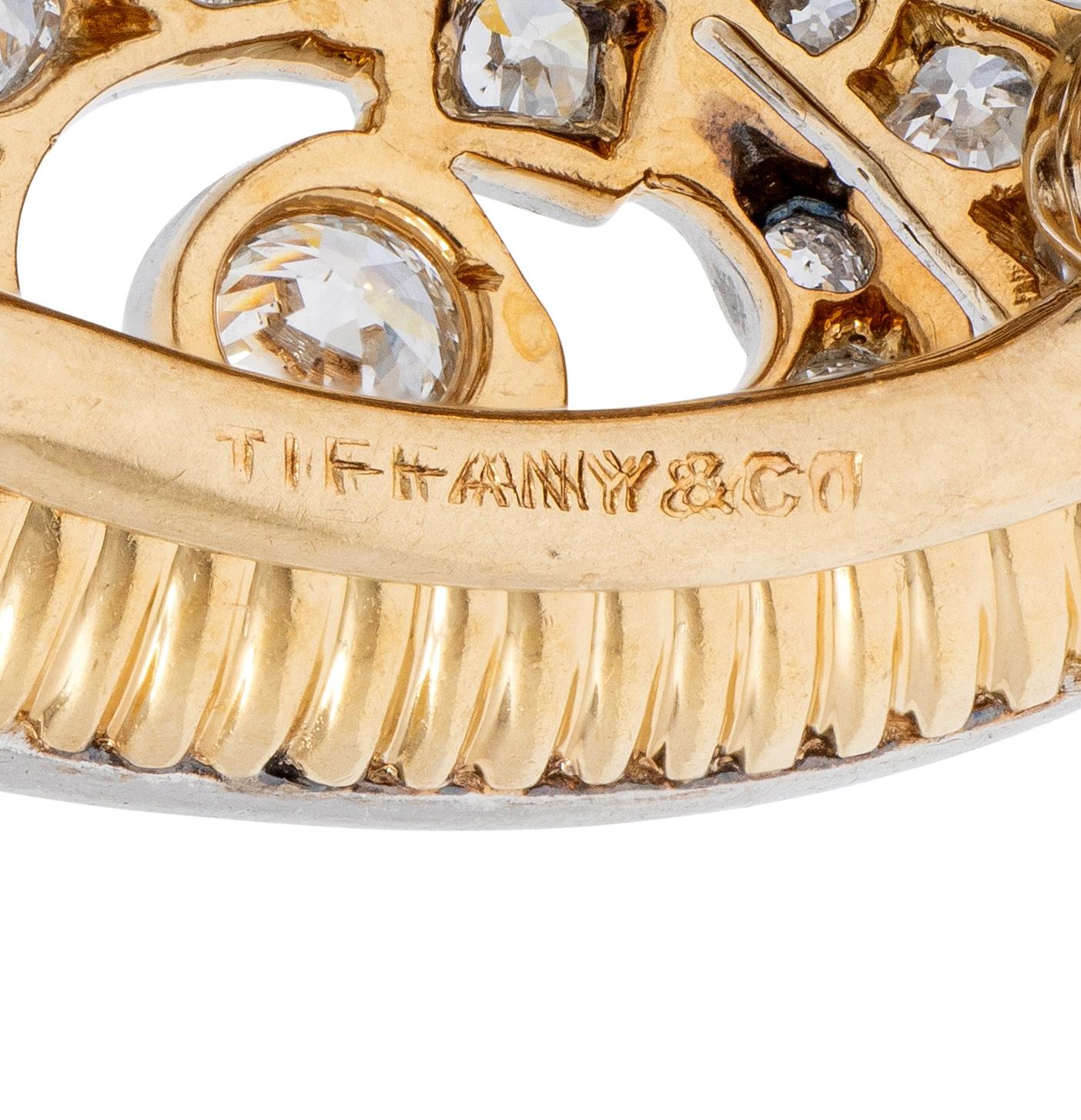 Tiffany & Co. Edwardian Diamond 18K Gold Platinum Antique Heart Pendant Brooch