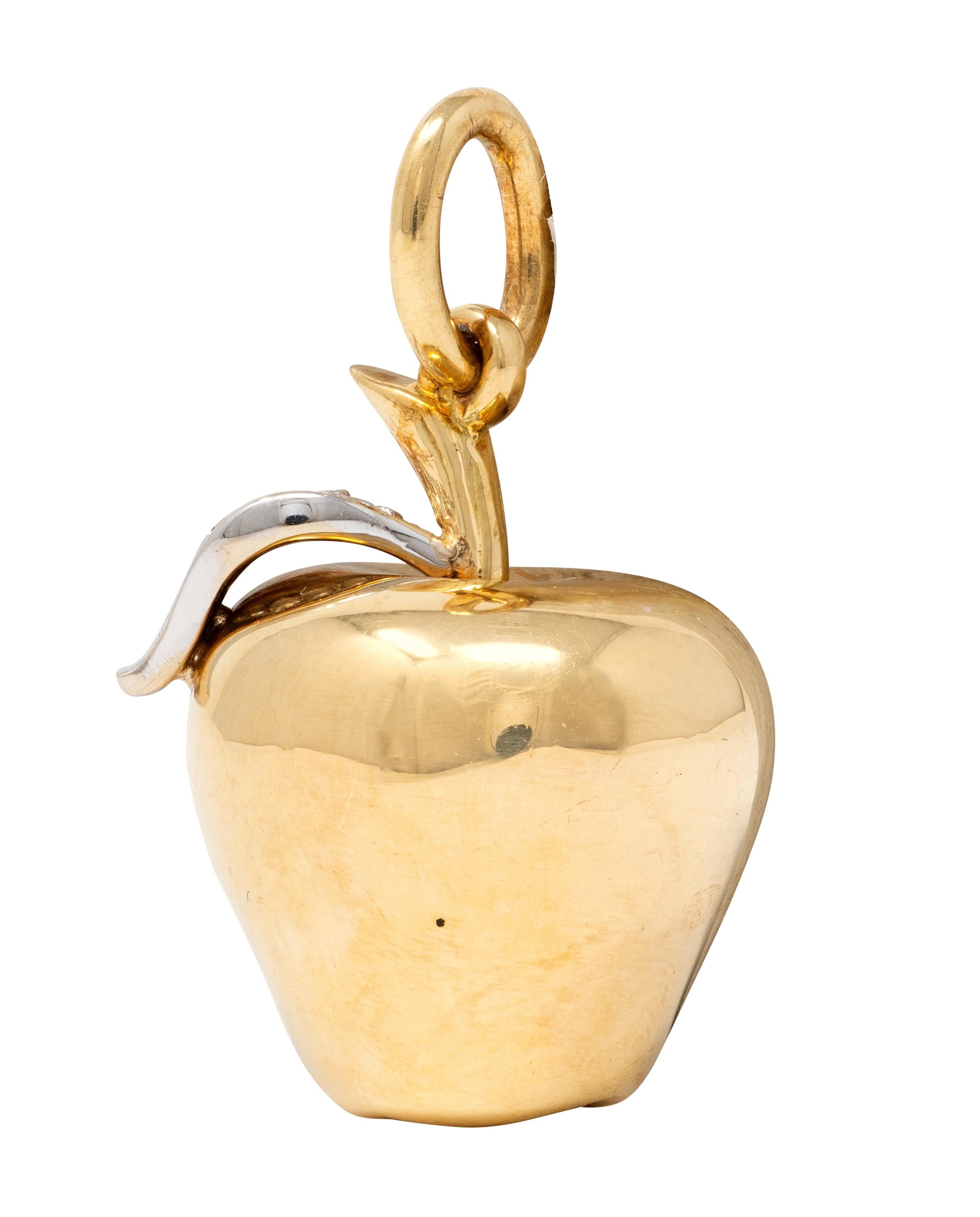Tiffany & Co. 1990's Diamond 18 Karat Two-Tone Gold Vintage Apple Pendant