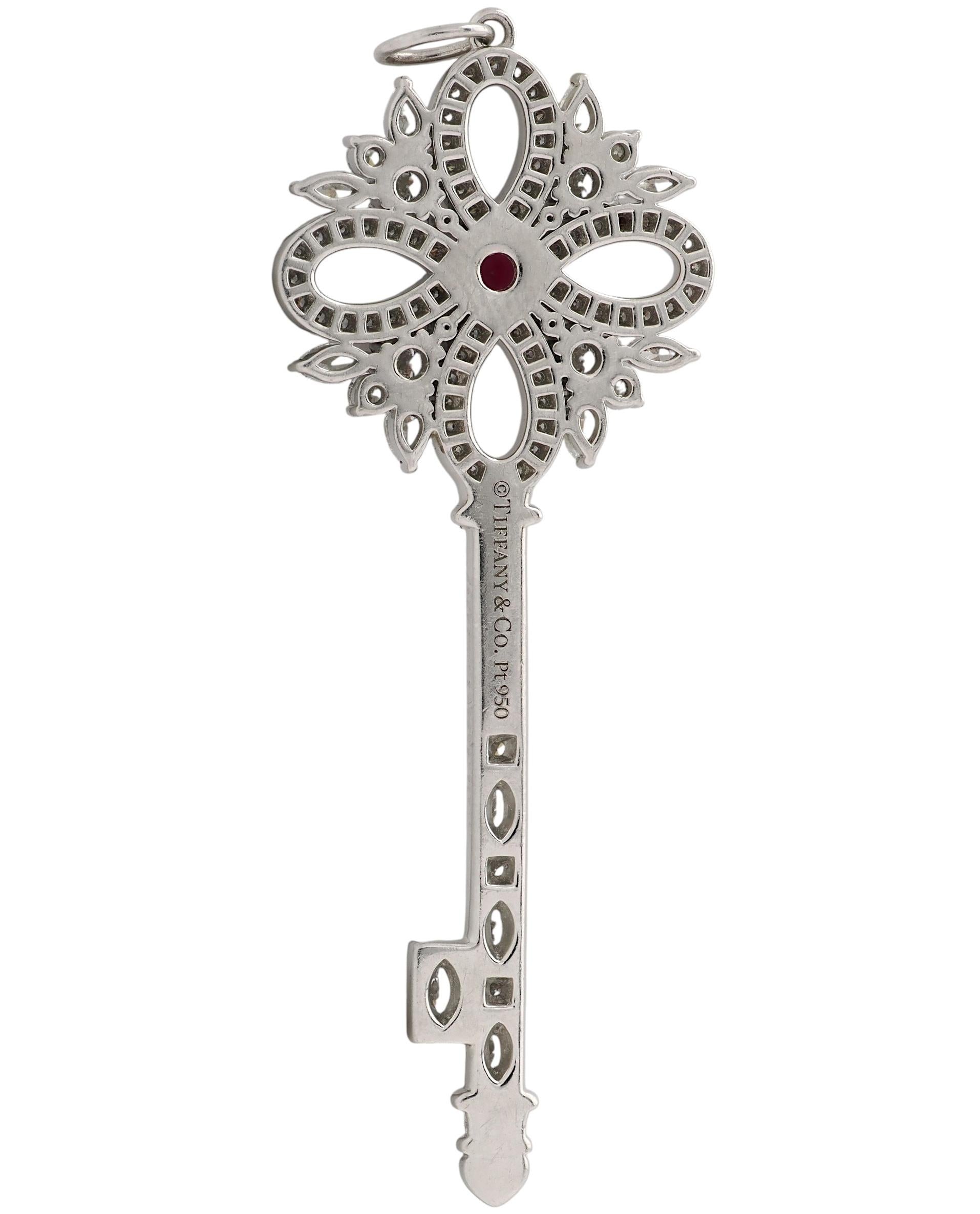 Tiffany & Co. Diamond Ruby Platinum Quatrefoil Victoria Key Pendant