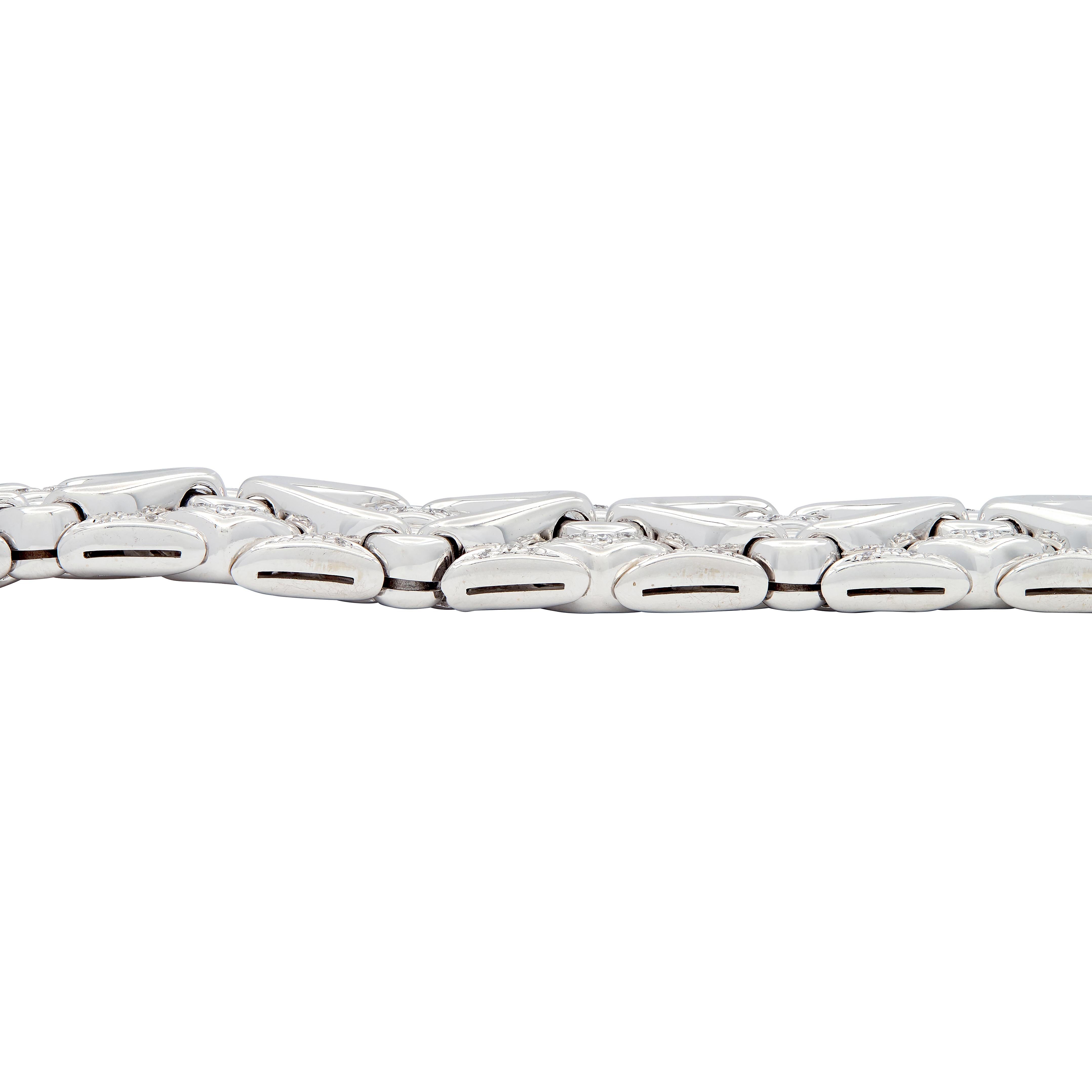 Bulgari 1990's Round Diamond 18 Karat White Gold Vintage Trika Bracelet
