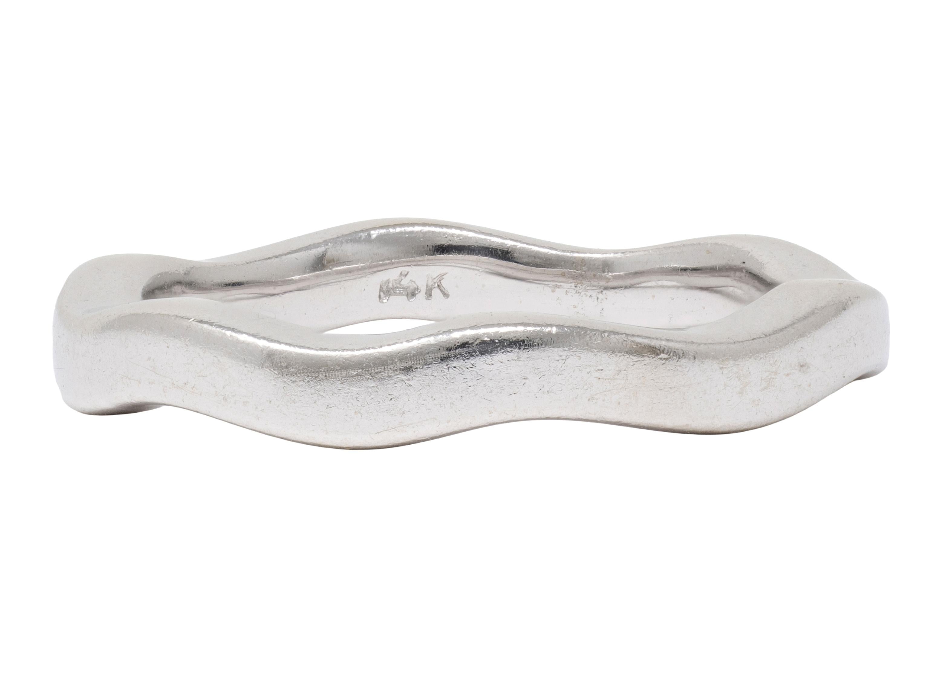 1990's 14 Karat White Gold Vintage Squiggle Band Ring