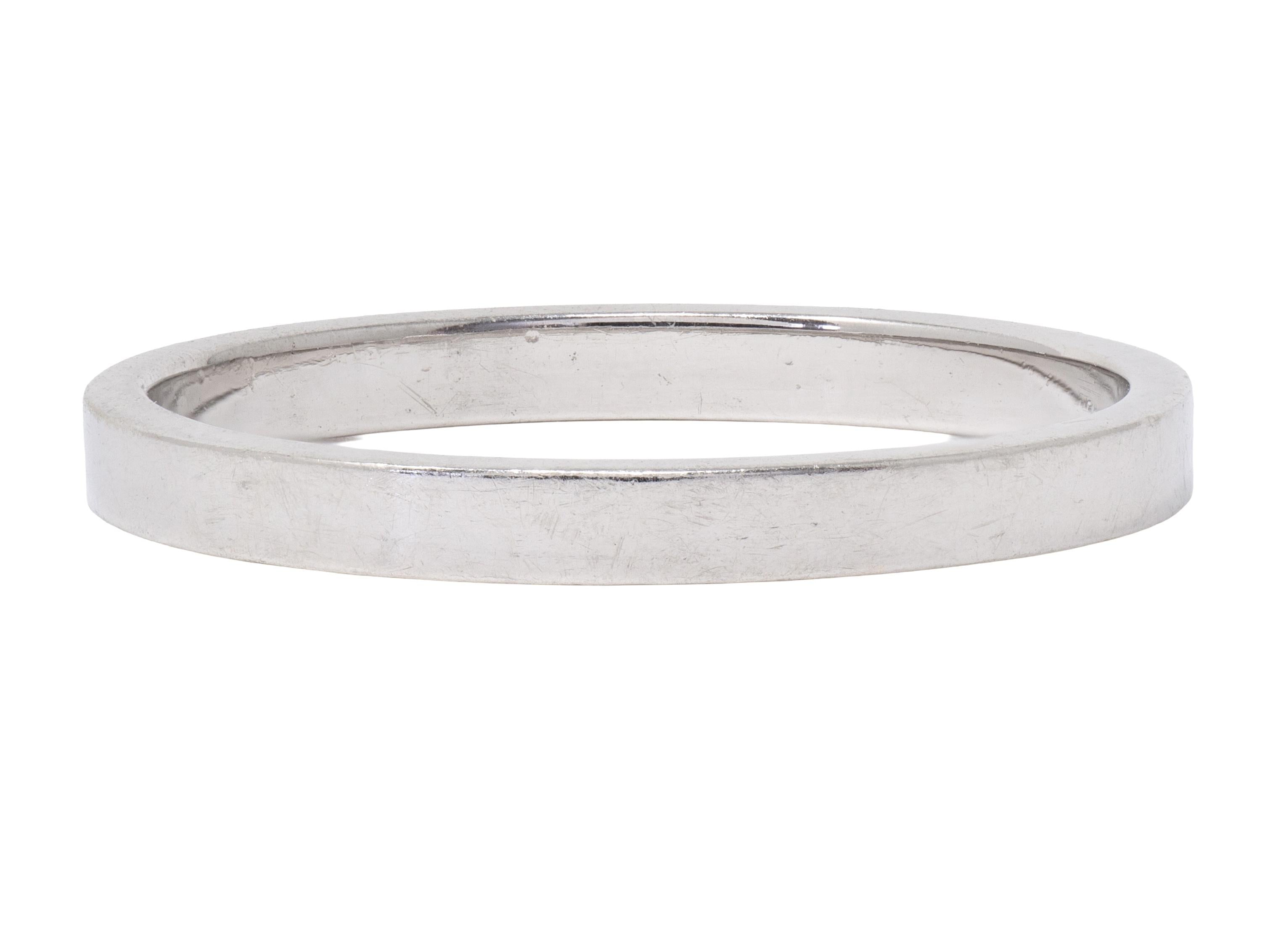 1990's Platinum Squared Vintage Wedding Band Ring