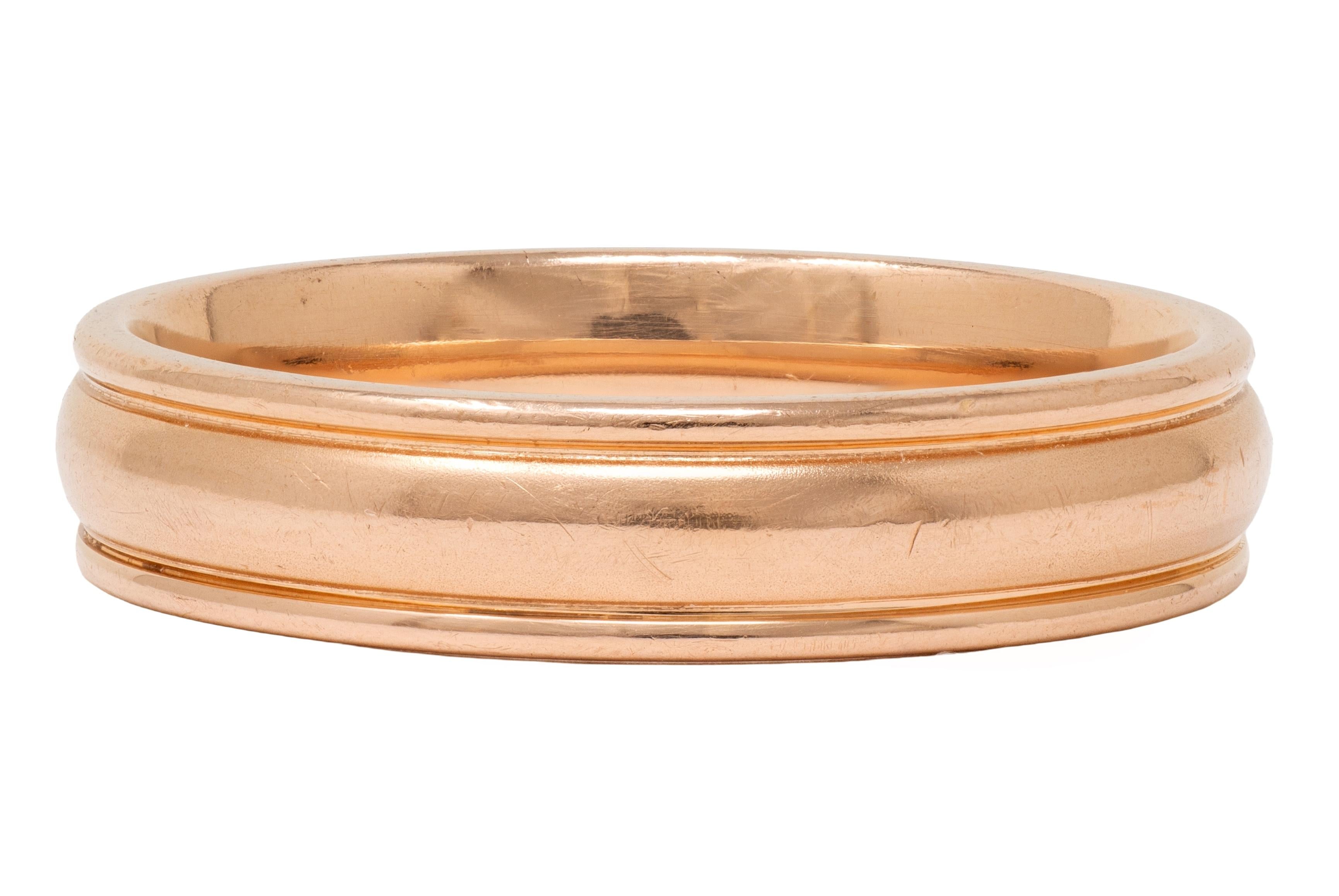 1990's 14 Karat Rose Gold Vintage Fluted Wedding Band Ring
