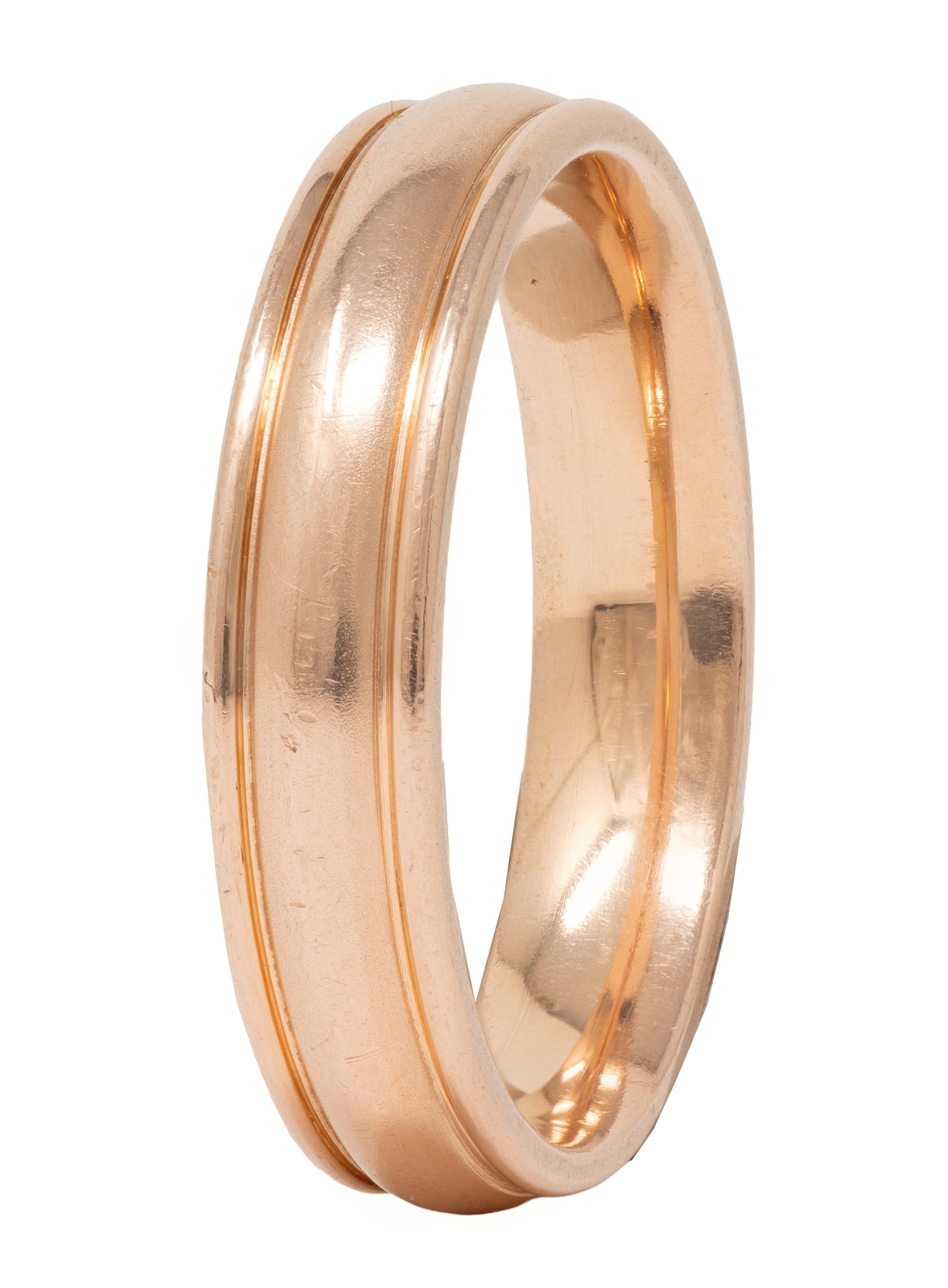 1990's 14 Karat Rose Gold Vintage Fluted Wedding Band Ring