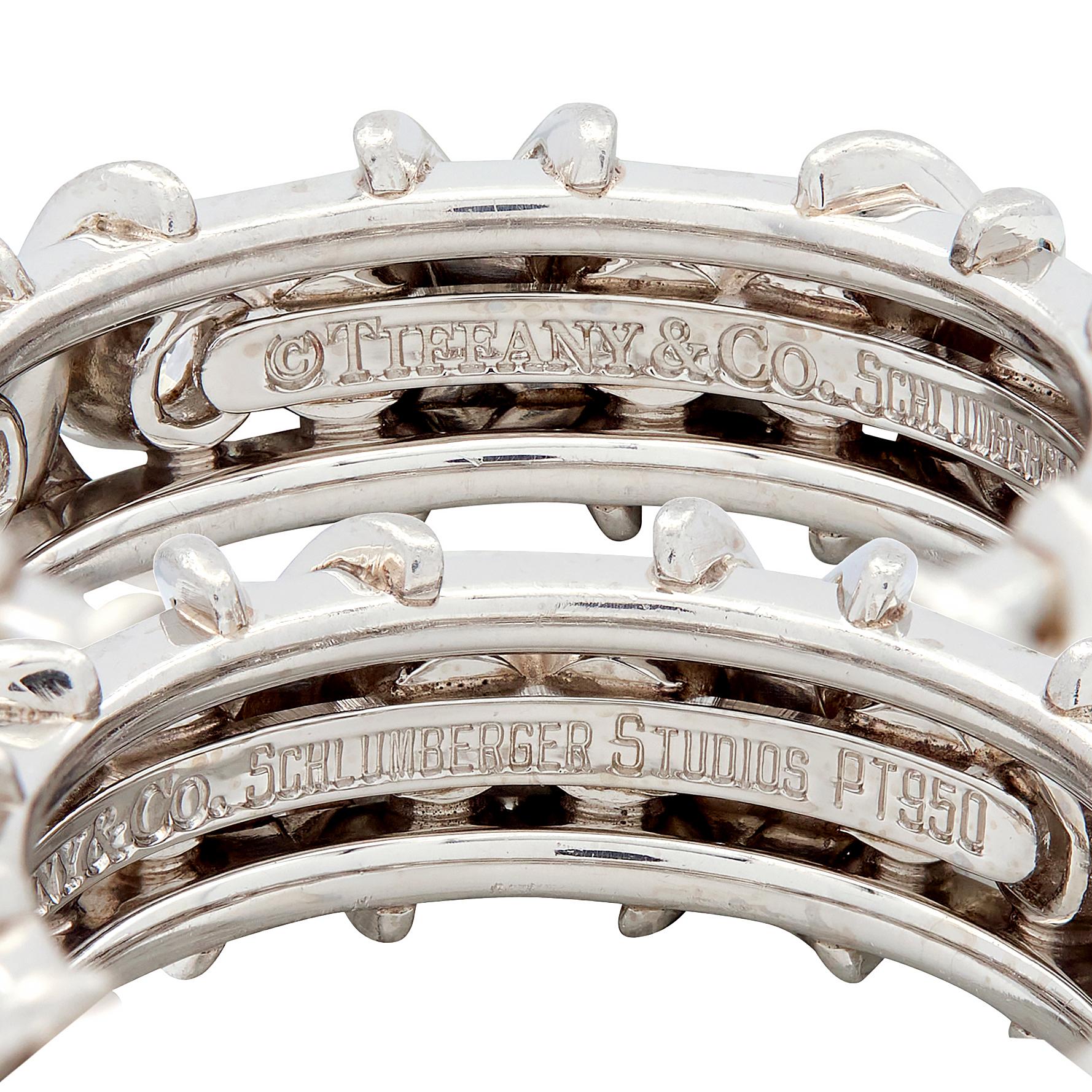 Tiffany & Co. Schlumberger Diamond Platinum Vintage Sixteen Stone X Band Ring