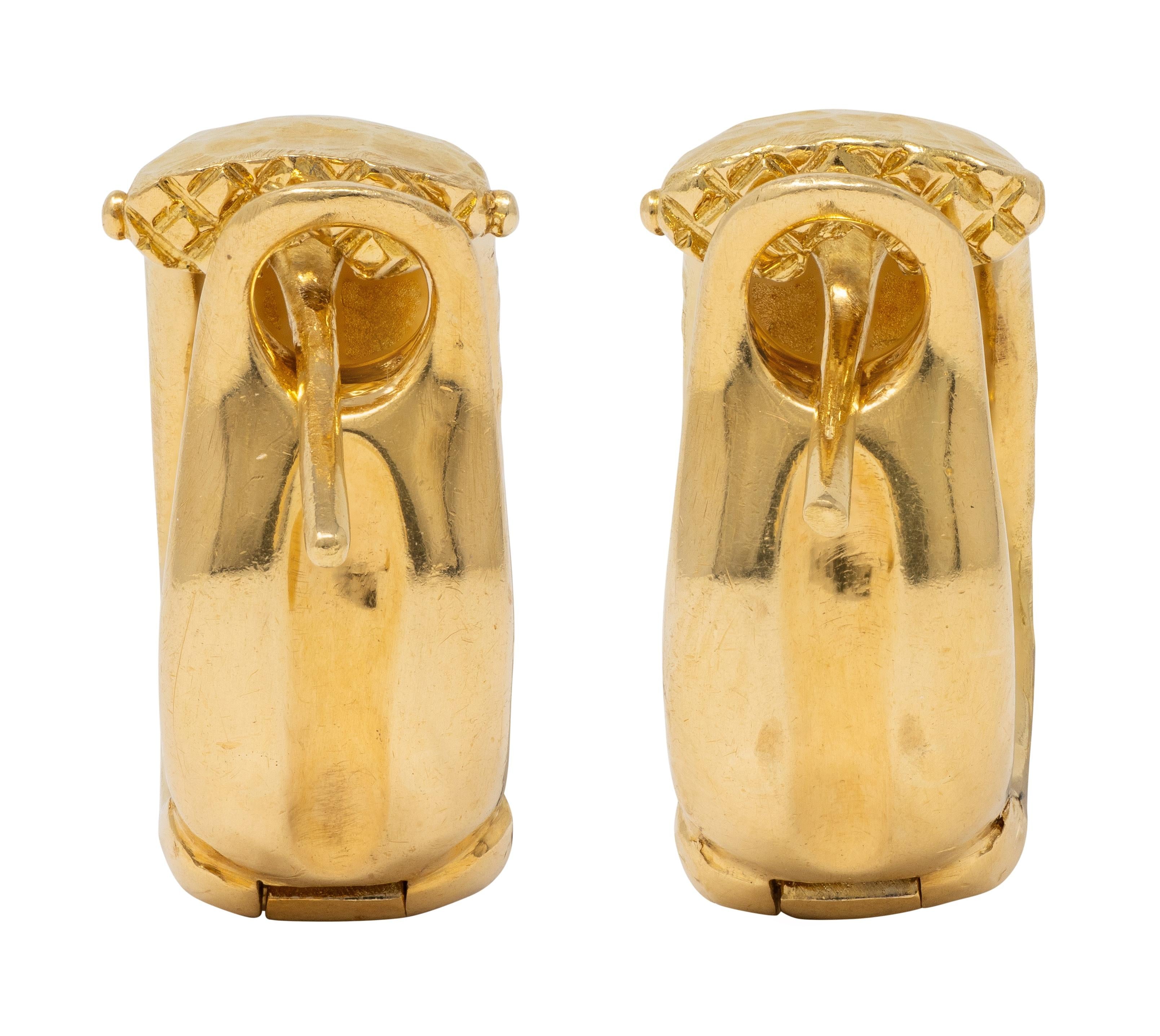 Tiffany & Co. Paloma Picasso 1989 18K Gold Vintage Hammered J-Hoop Earrings